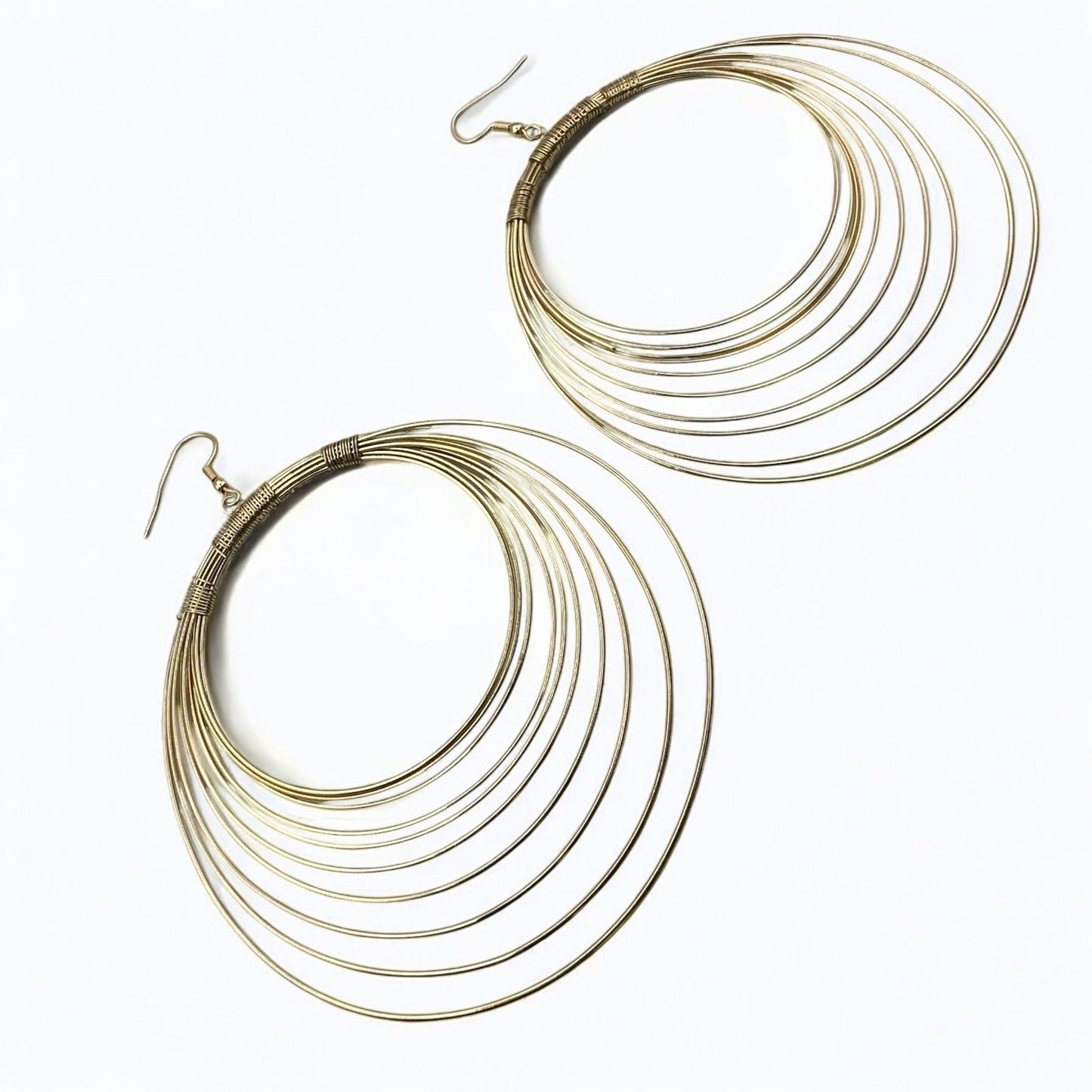 Multi - Layered Metal Wire Round Statement Dangle Earrings - Fatisha Boutique