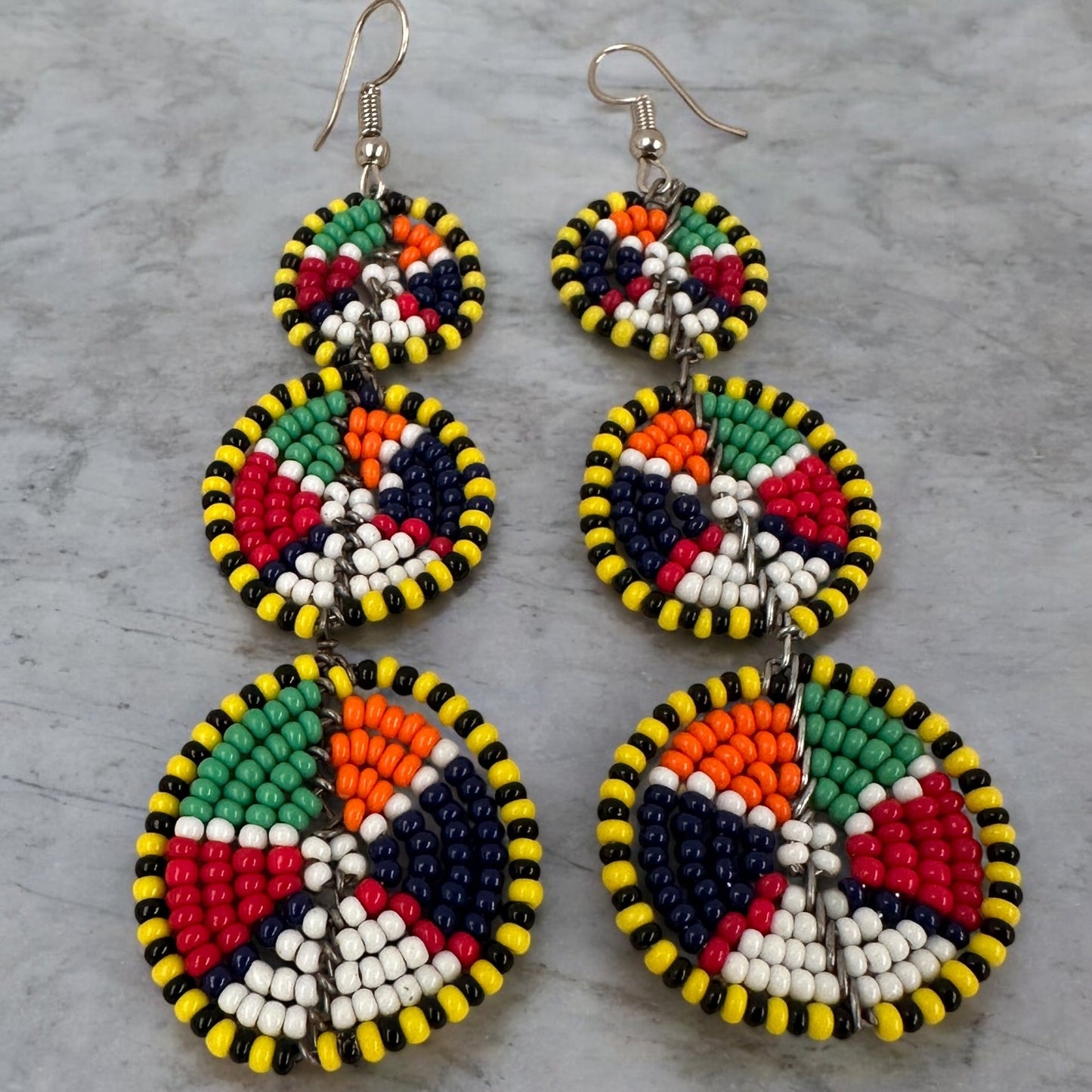 Multicolour Beaded Authentic African Ethnic Dangle Earrings - Fatisha Boutique