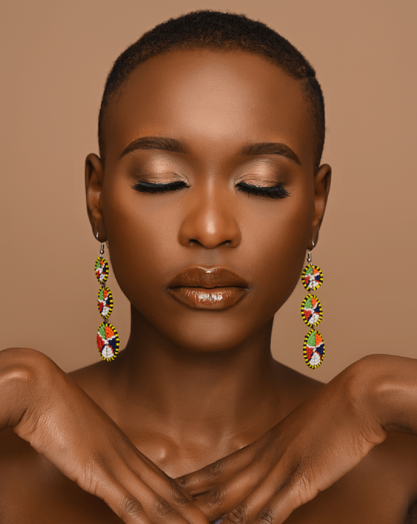 Multicolour Beaded Authentic African Ethnic Dangle Earrings - Fatisha Boutique