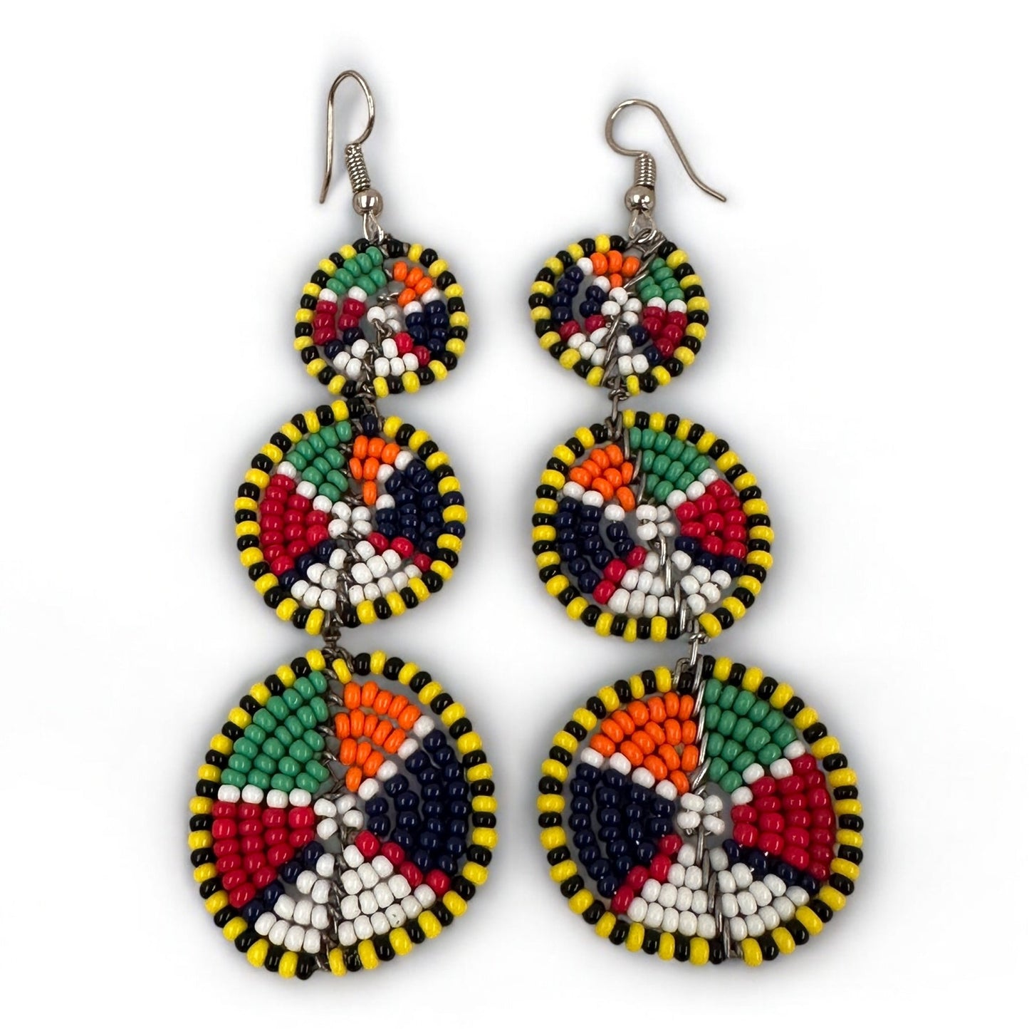 Multicolour Beaded Authentic African Ethnic Dangle Earrings - Fatisha Boutique