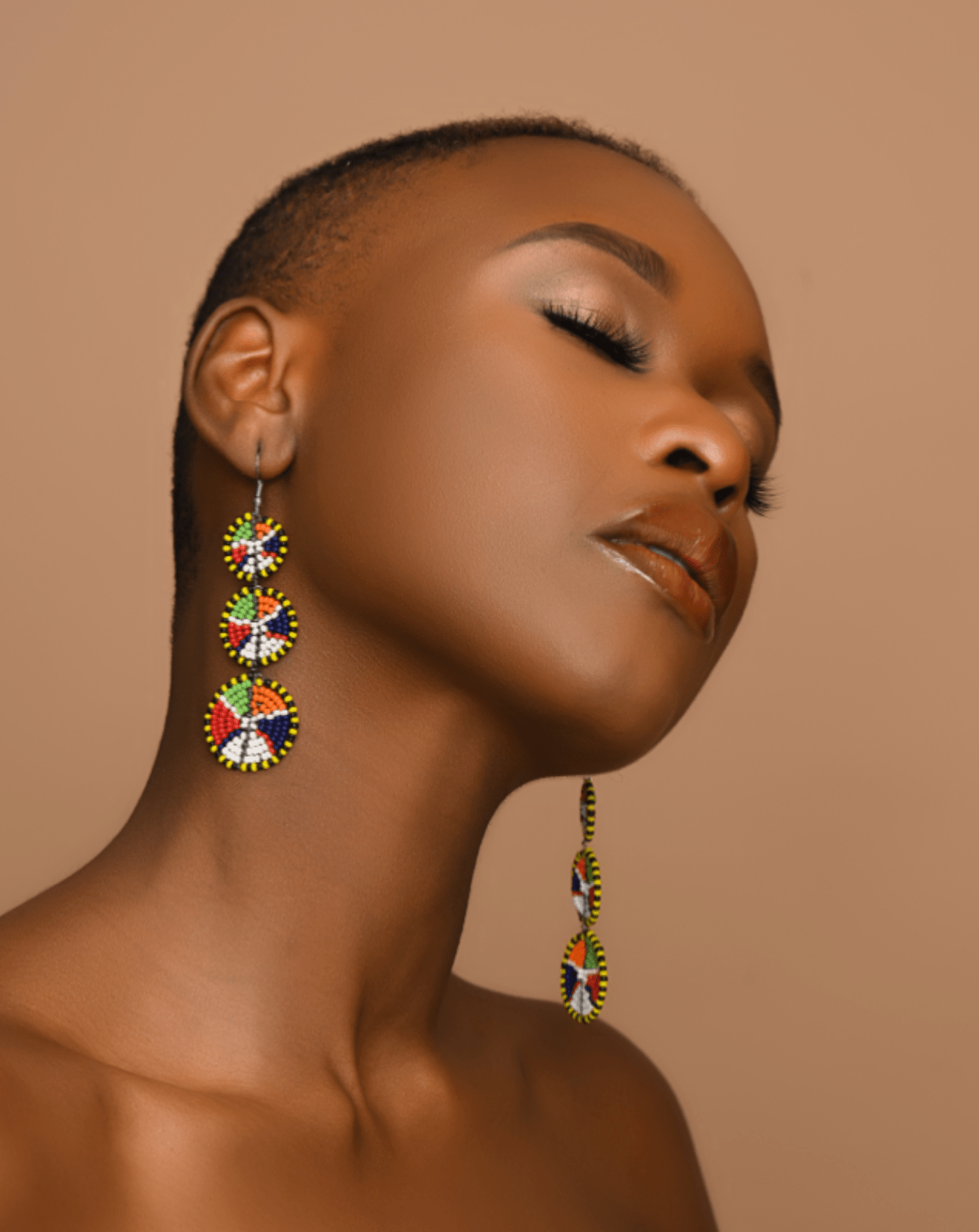 Multicolour Beaded Authentic African Ethnic Dangle Earrings - Fatisha Boutique