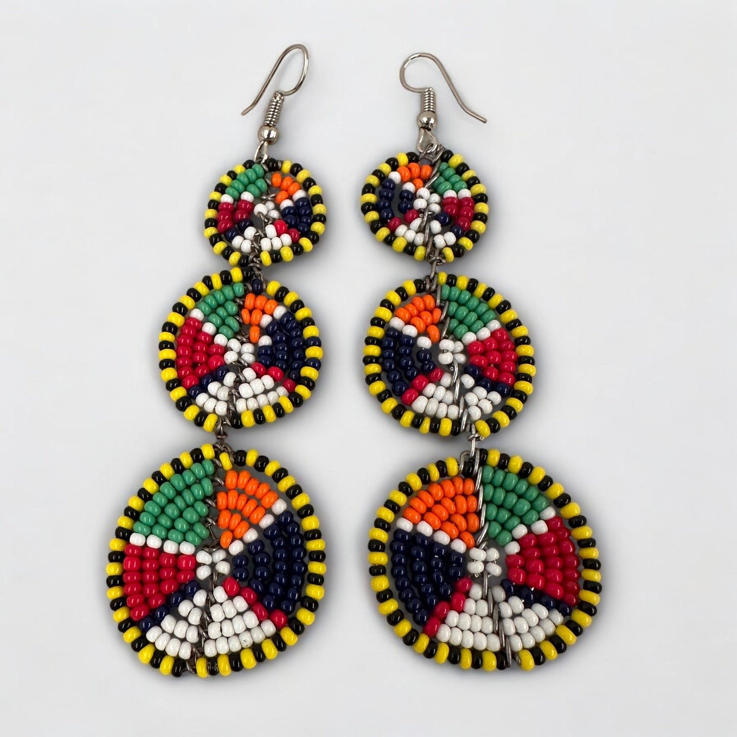 Multicolour Beaded Authentic African Ethnic Dangle Earrings - Fatisha Boutique