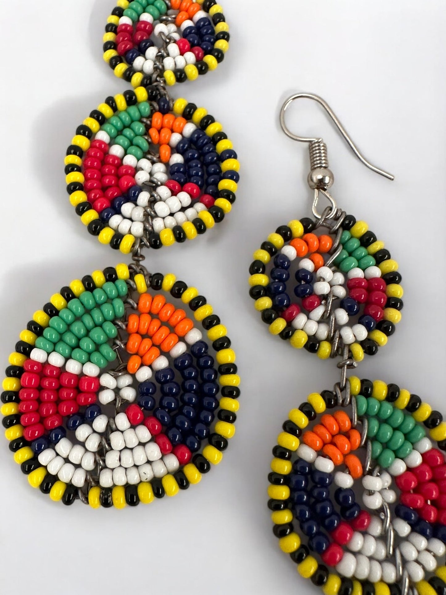 Multicolour Beaded Authentic African Ethnic Dangle Earrings - Fatisha Boutique