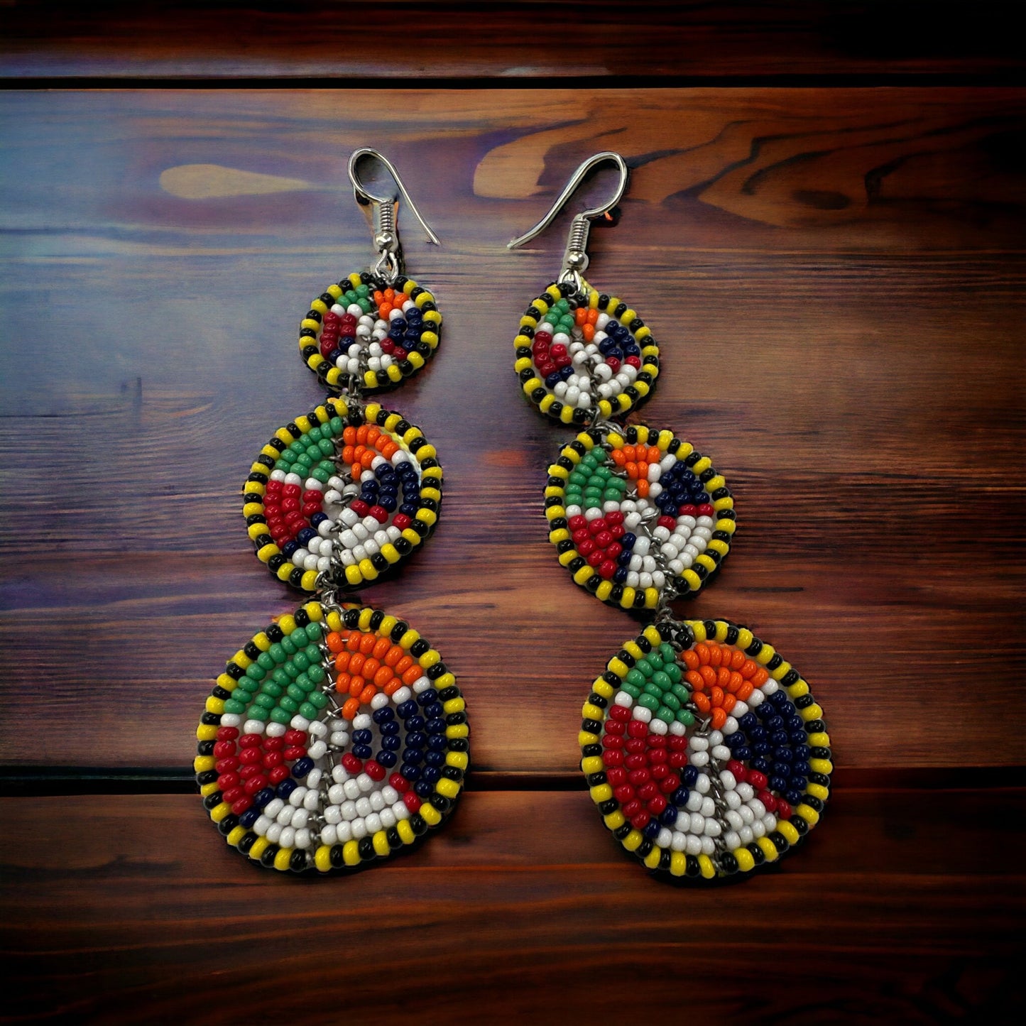 Multicolour Beaded Authentic African Ethnic Dangle Earrings - Fatisha Boutique