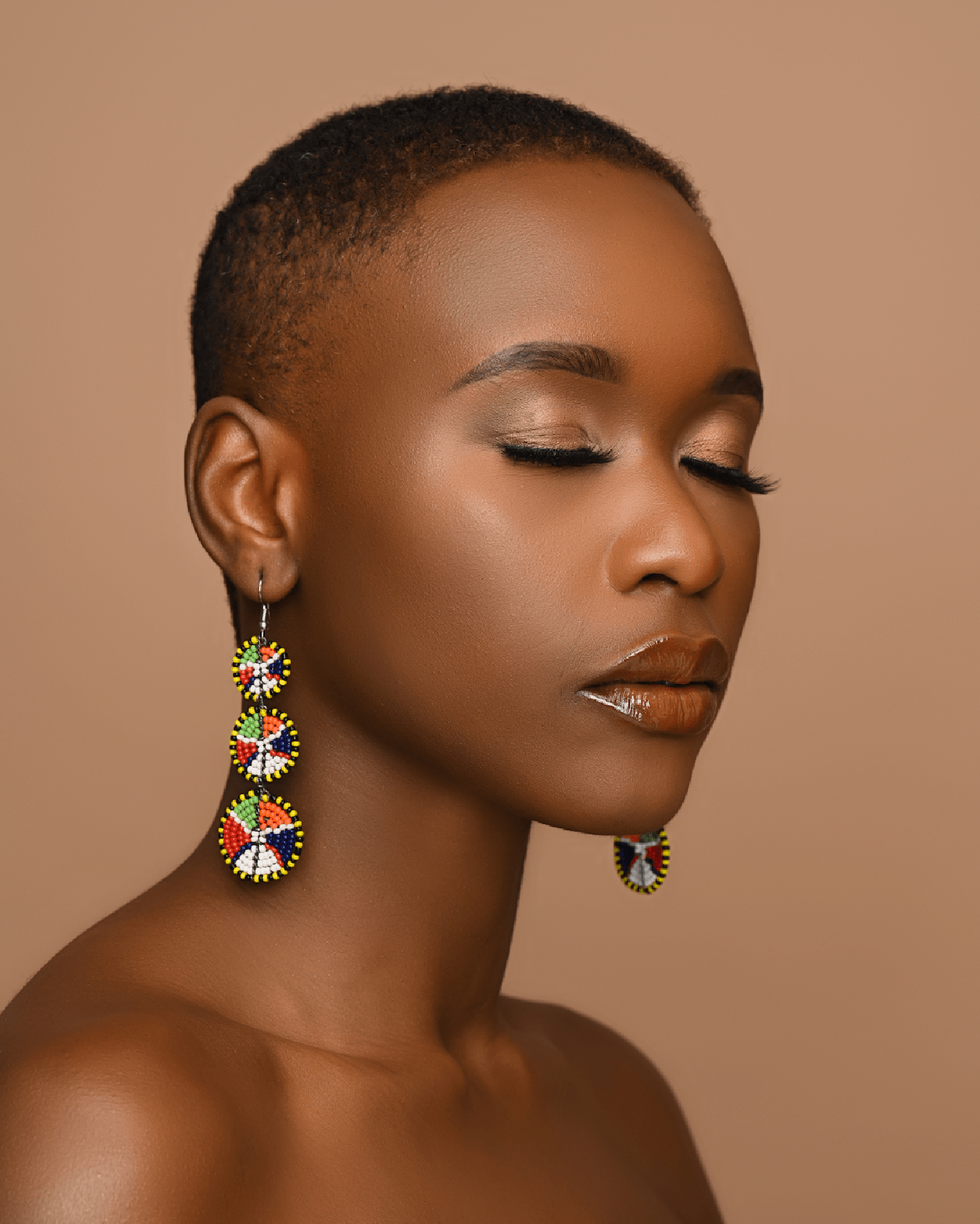 Multicolour Beaded Authentic African Ethnic Dangle Earrings - Fatisha Boutique
