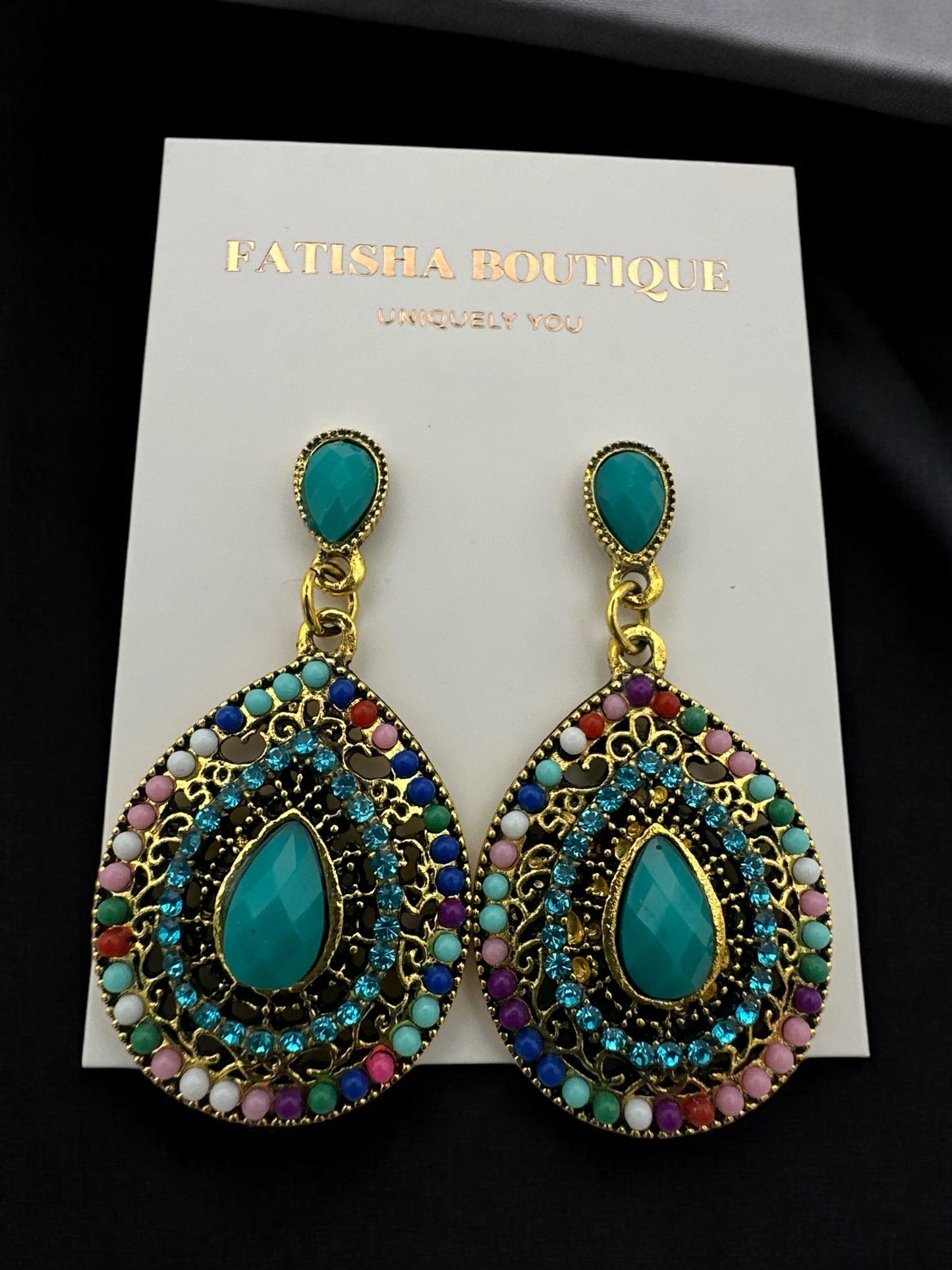 Multicolour Bohemian Teardrop Statement Earrings - Fatisha Boutique