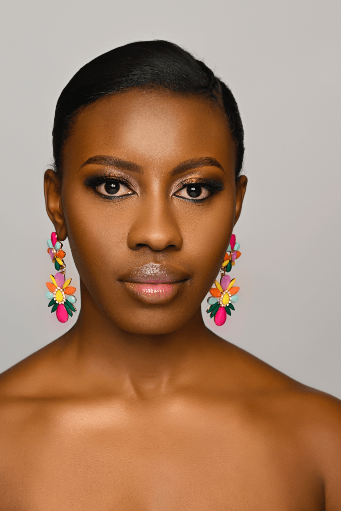 Multicolour Elegant Flower Design Stud Earrings - Fatisha Boutique