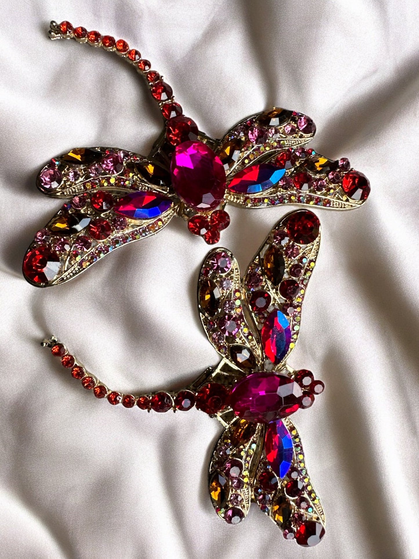 Multicolour Rhinestones Crystal Dragonfly Statement Stud Earrings - Fatisha Boutique