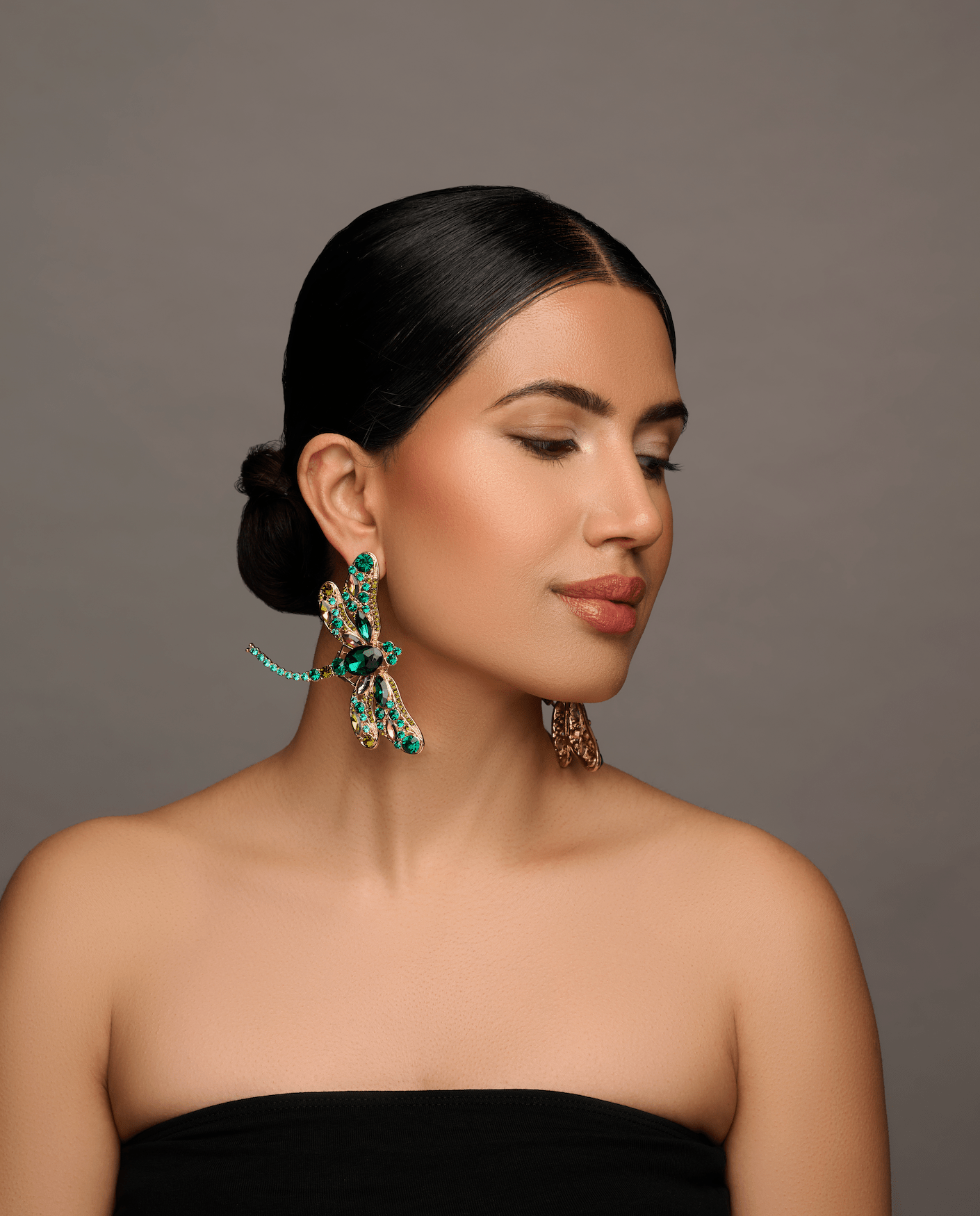 Multicolour Rhinestones Crystal Dragonfly Statement Stud Earrings - Fatisha Boutique