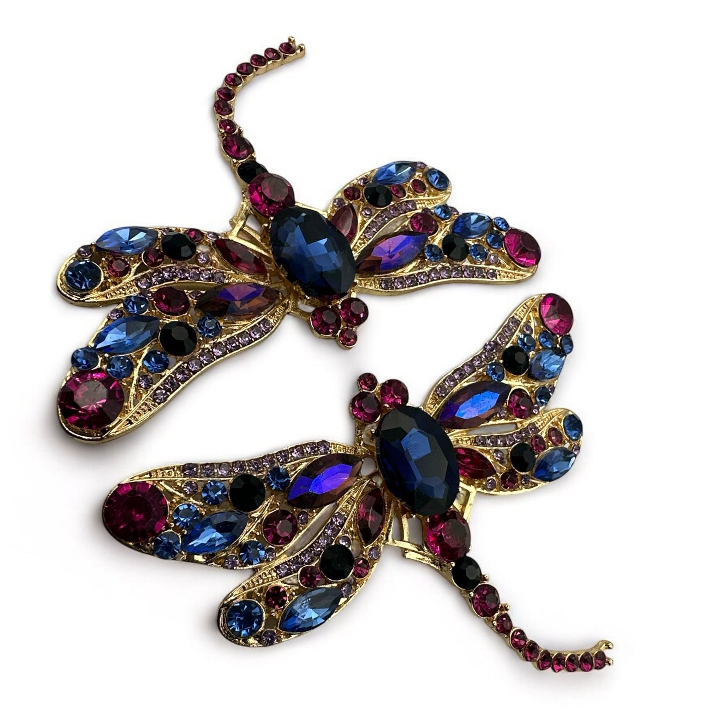 Multicolour Rhinestones Crystal Dragonfly Statement Stud Earrings - Fatisha Boutique