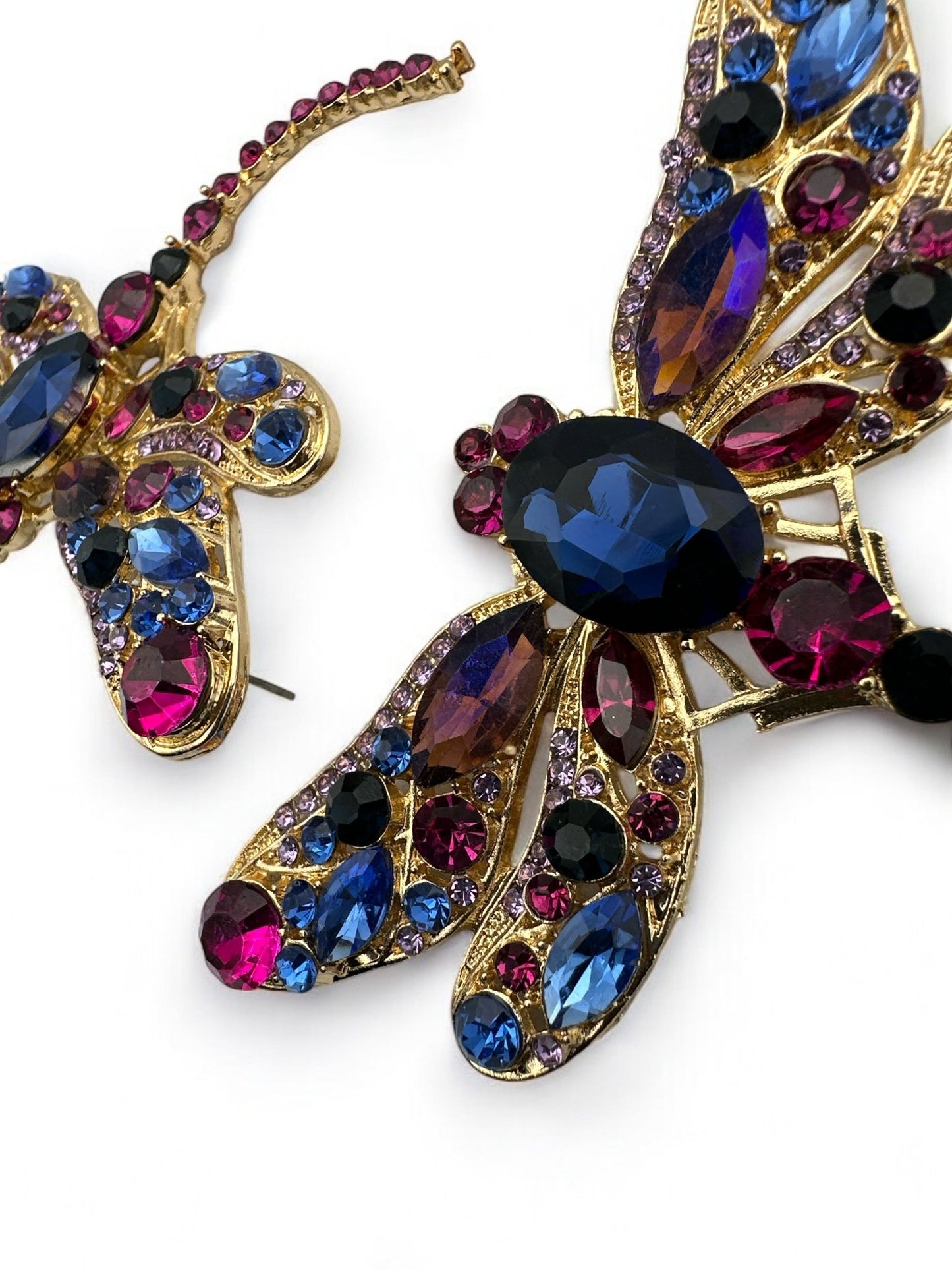 Multicolour Rhinestones Crystal Dragonfly Statement Stud Earrings - Fatisha Boutique