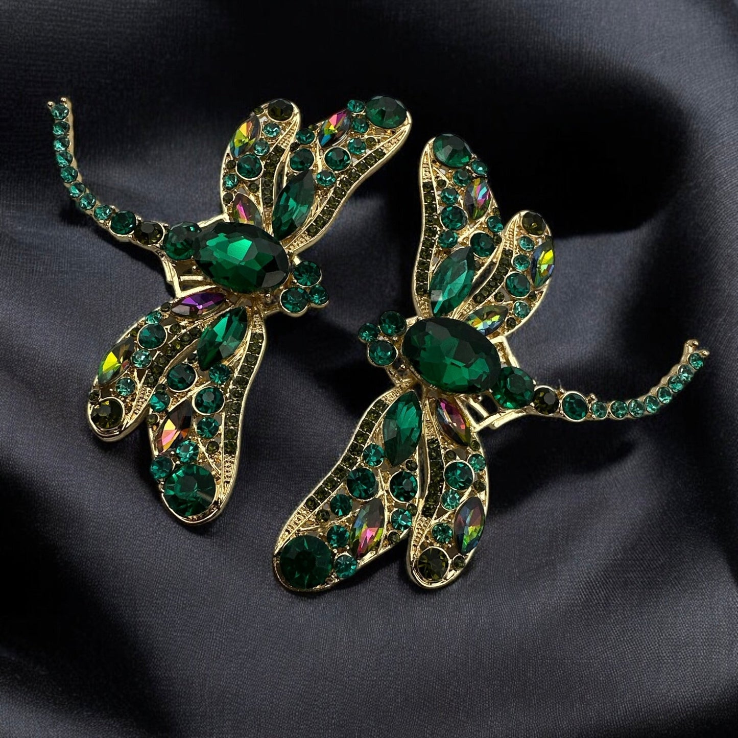 Multicolour Rhinestones Crystal Dragonfly Statement Stud Earrings - Fatisha Boutique