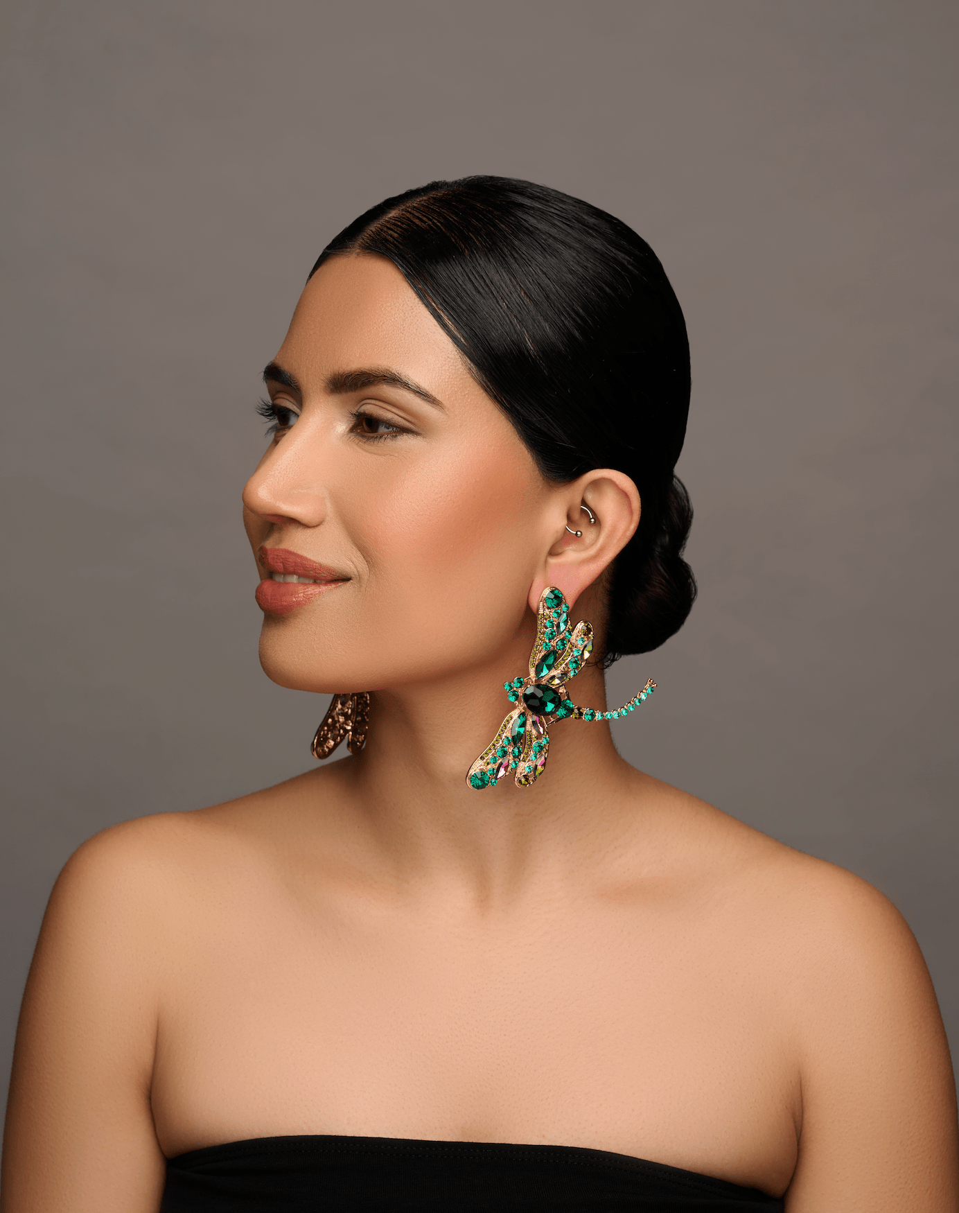Multicolour Rhinestones Crystal Dragonfly Statement Stud Earrings - Fatisha Boutique