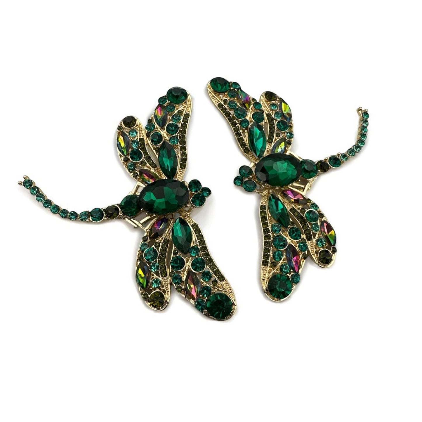 Multicolour Rhinestones Crystal Dragonfly Statement Stud Earrings - Fatisha Boutique