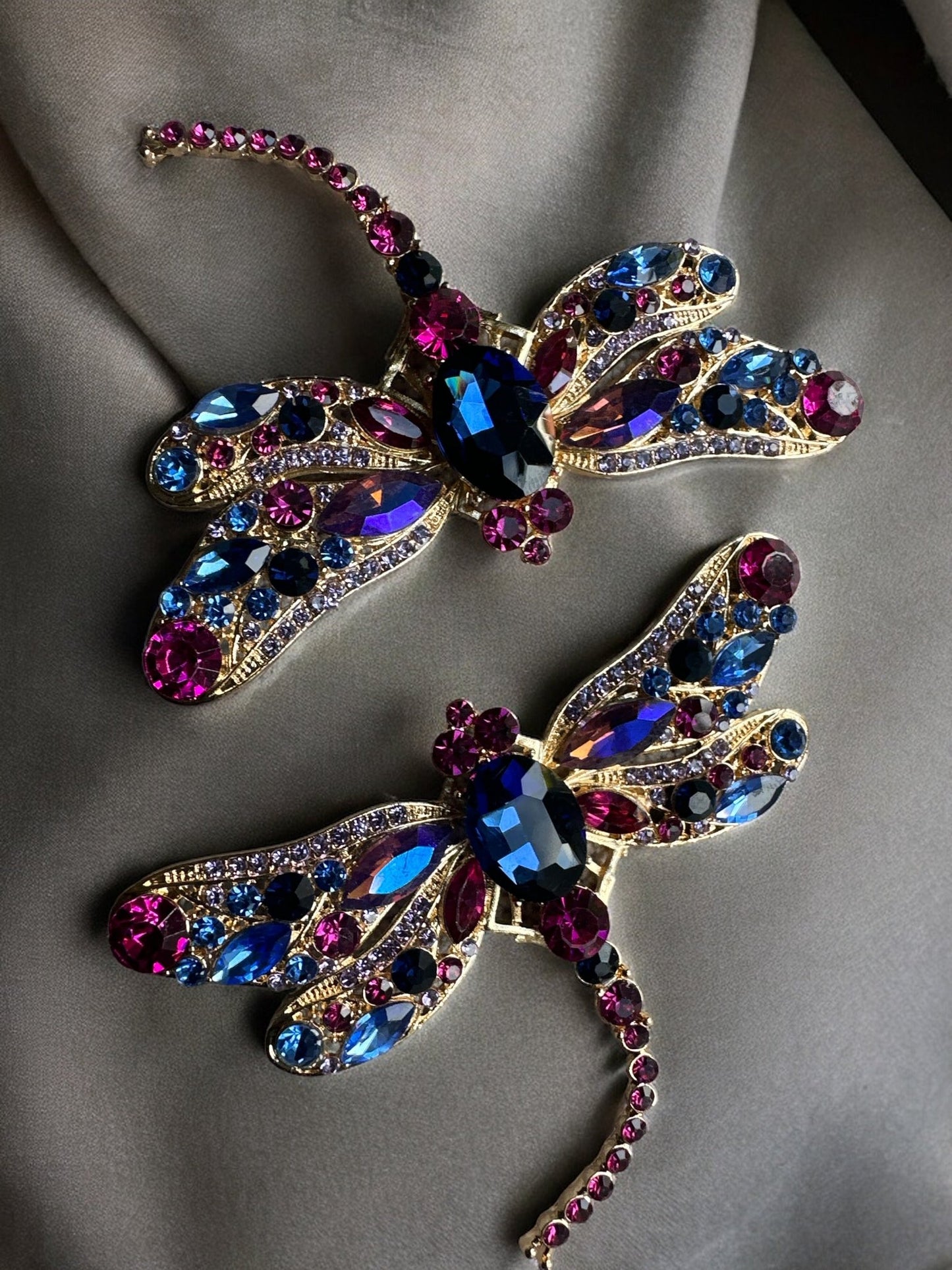 Multicolour Rhinestones Crystal Dragonfly Statement Stud Earrings - Fatisha Boutique