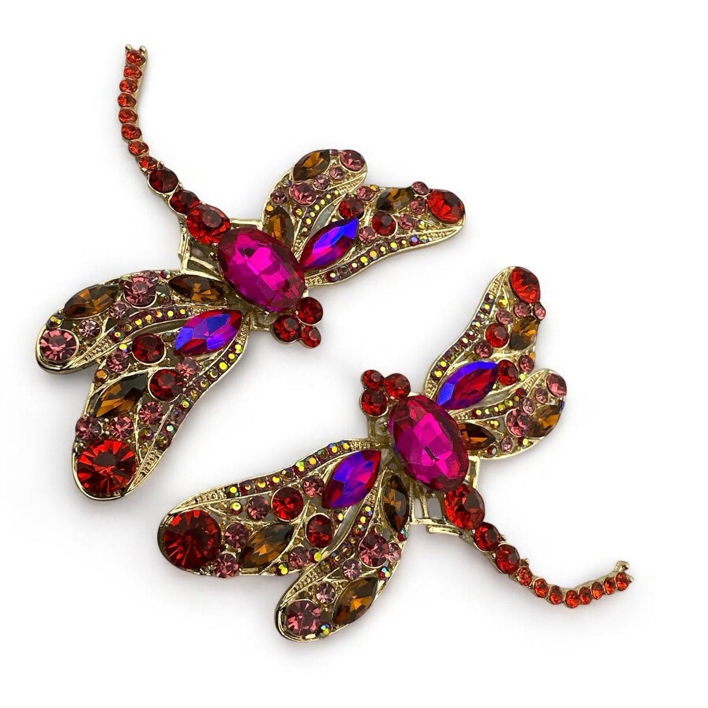 Multicolour Rhinestones Crystal Dragonfly Statement Stud Earrings - Fatisha Boutique