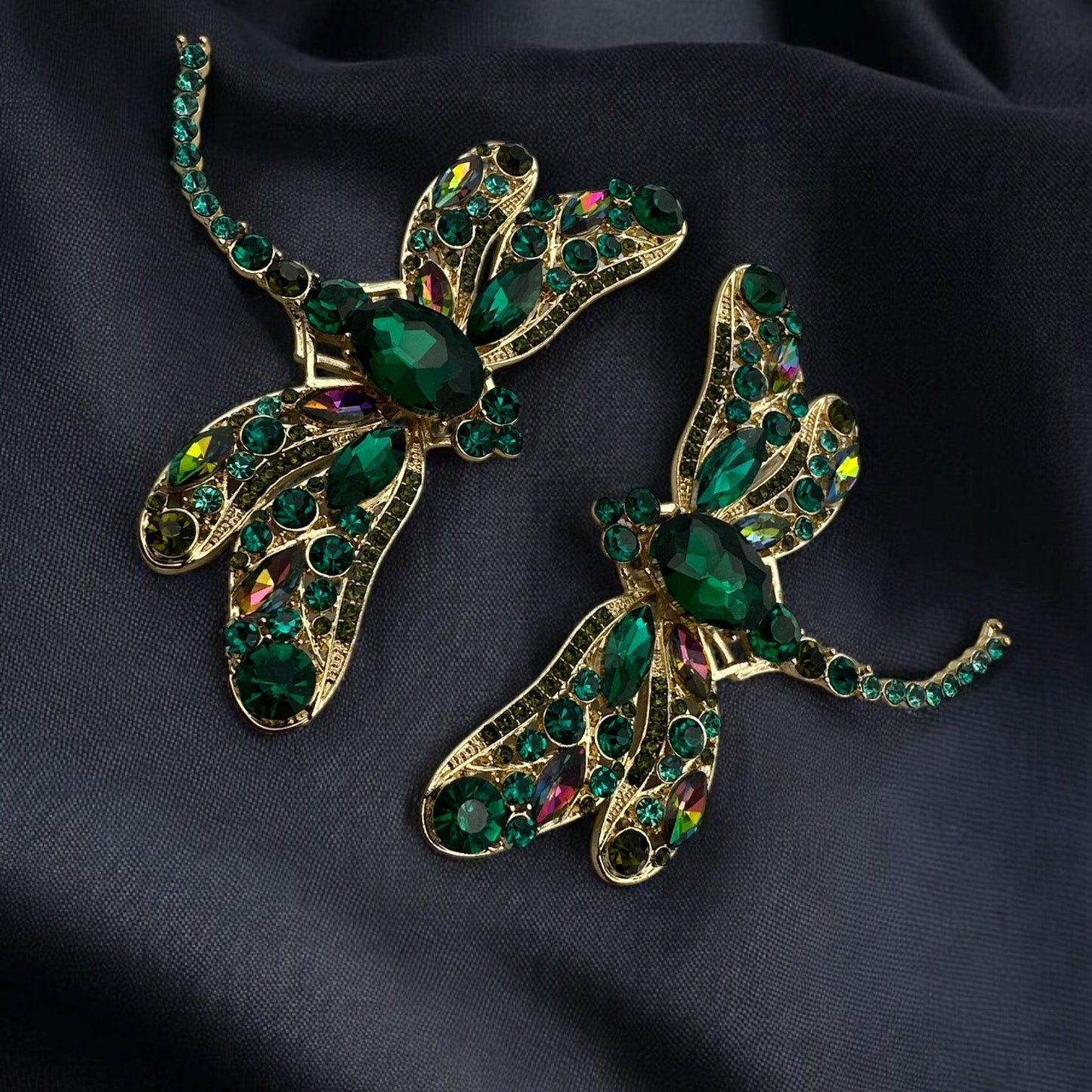Multicolour Rhinestones Crystal Dragonfly Statement Stud Earrings - Fatisha Boutique