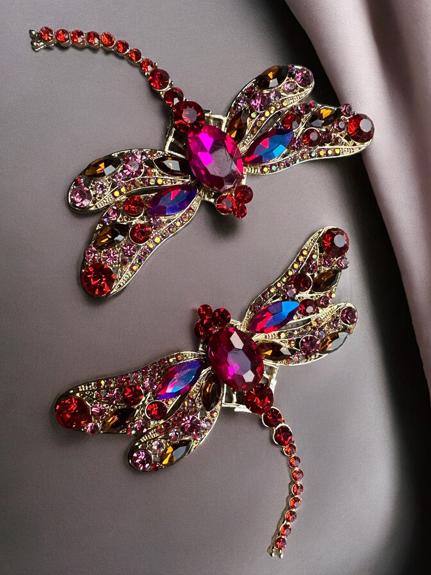 Multicolour Rhinestones Crystal Dragonfly Statement Stud Earrings - Fatisha Boutique