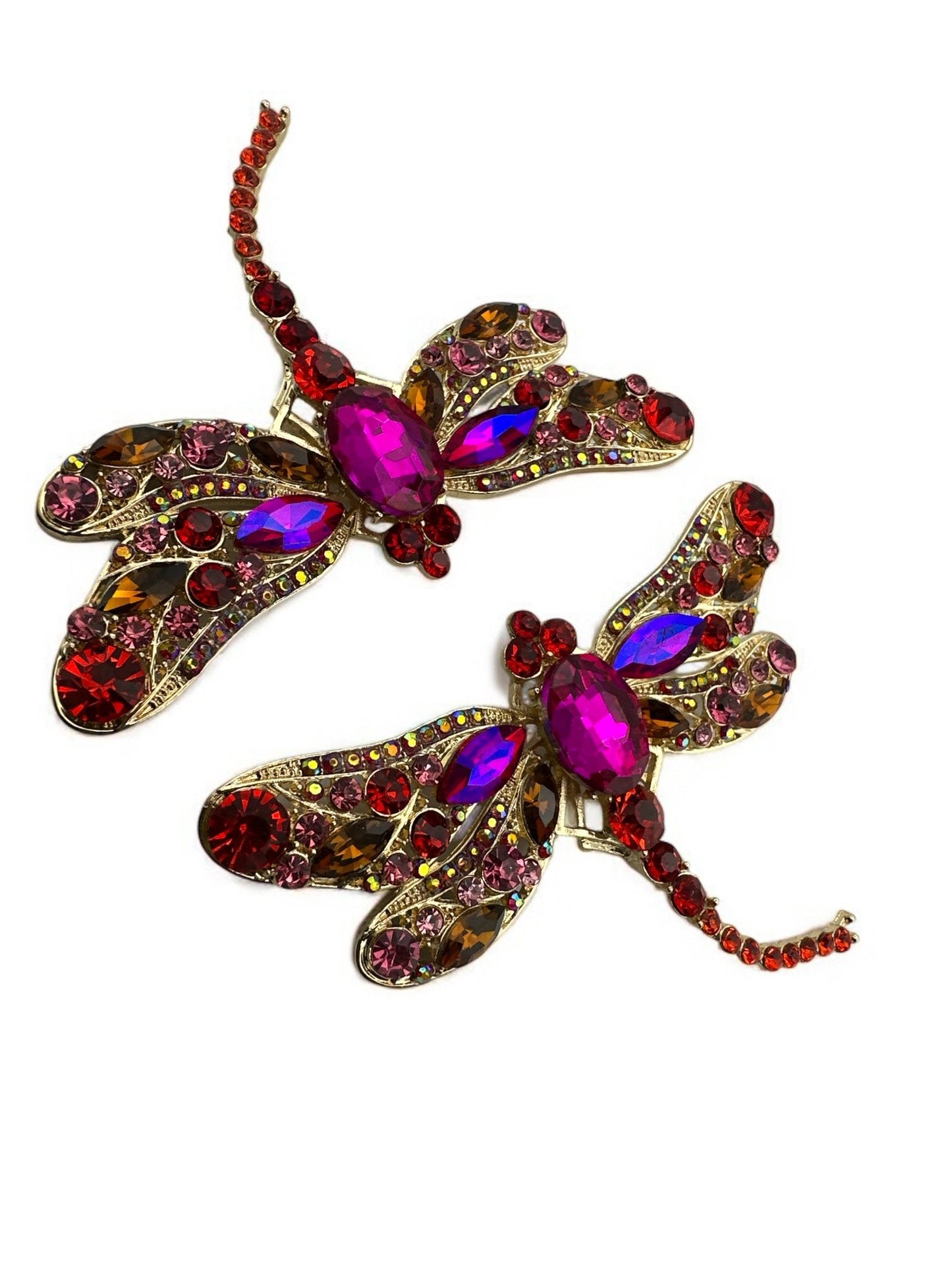 Multicolour Rhinestones Crystal Dragonfly Statement Stud Earrings - Fatisha Boutique