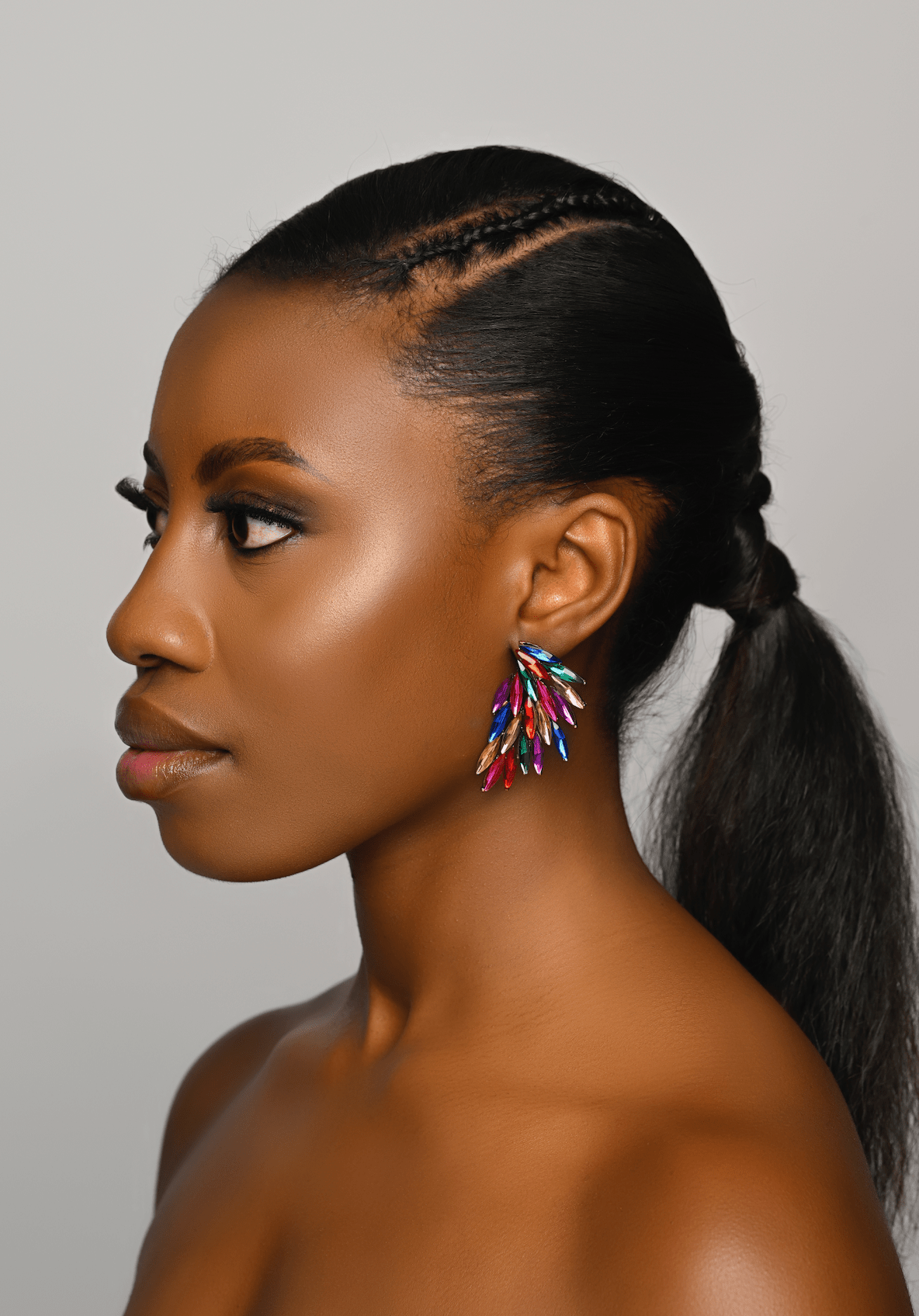 Multicolour Rhinestones Crystal Statement Stud Earrings - Fatisha Boutique