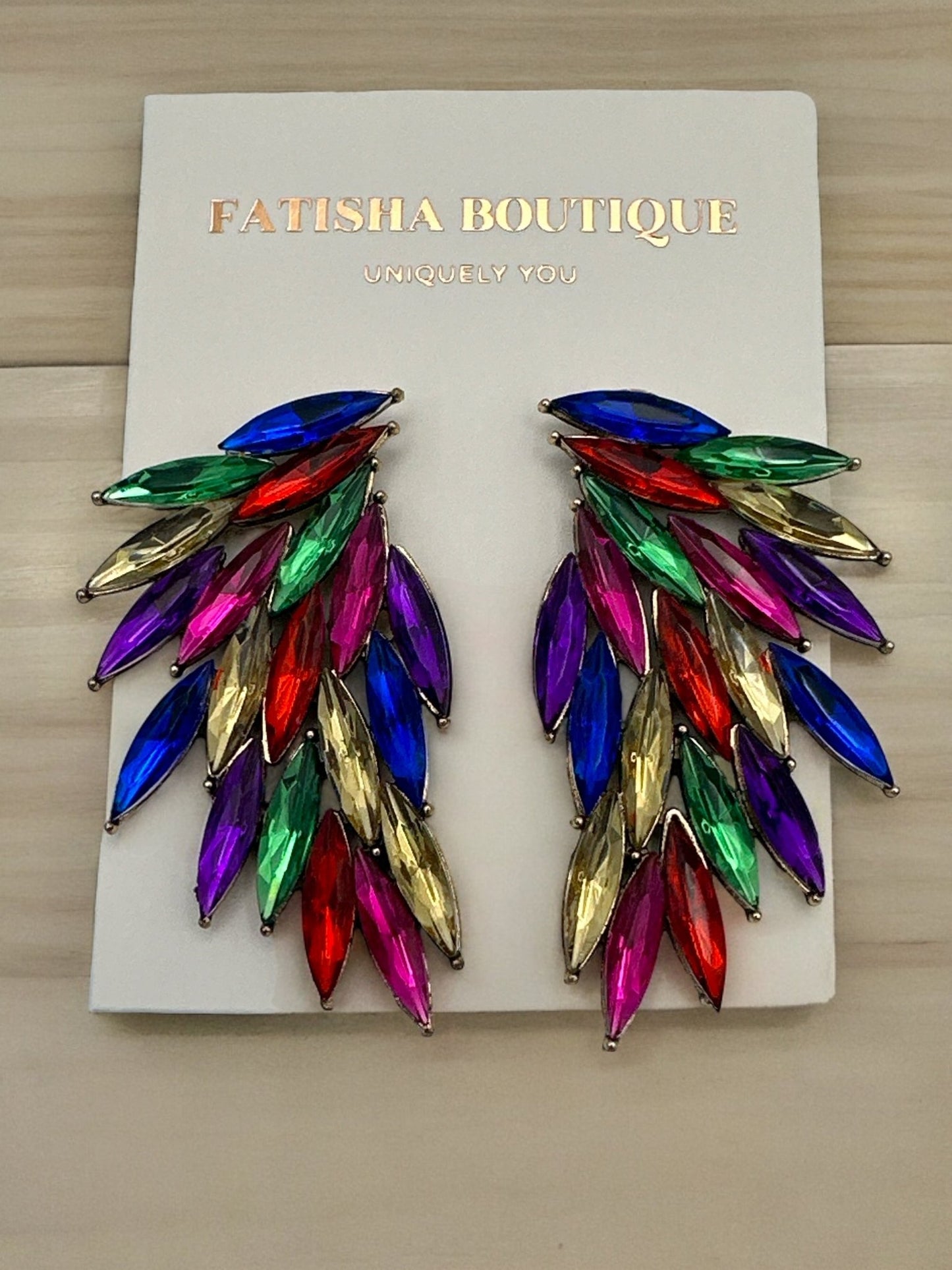 Multicolour Rhinestones Crystal Statement Stud Earrings - Fatisha Boutique