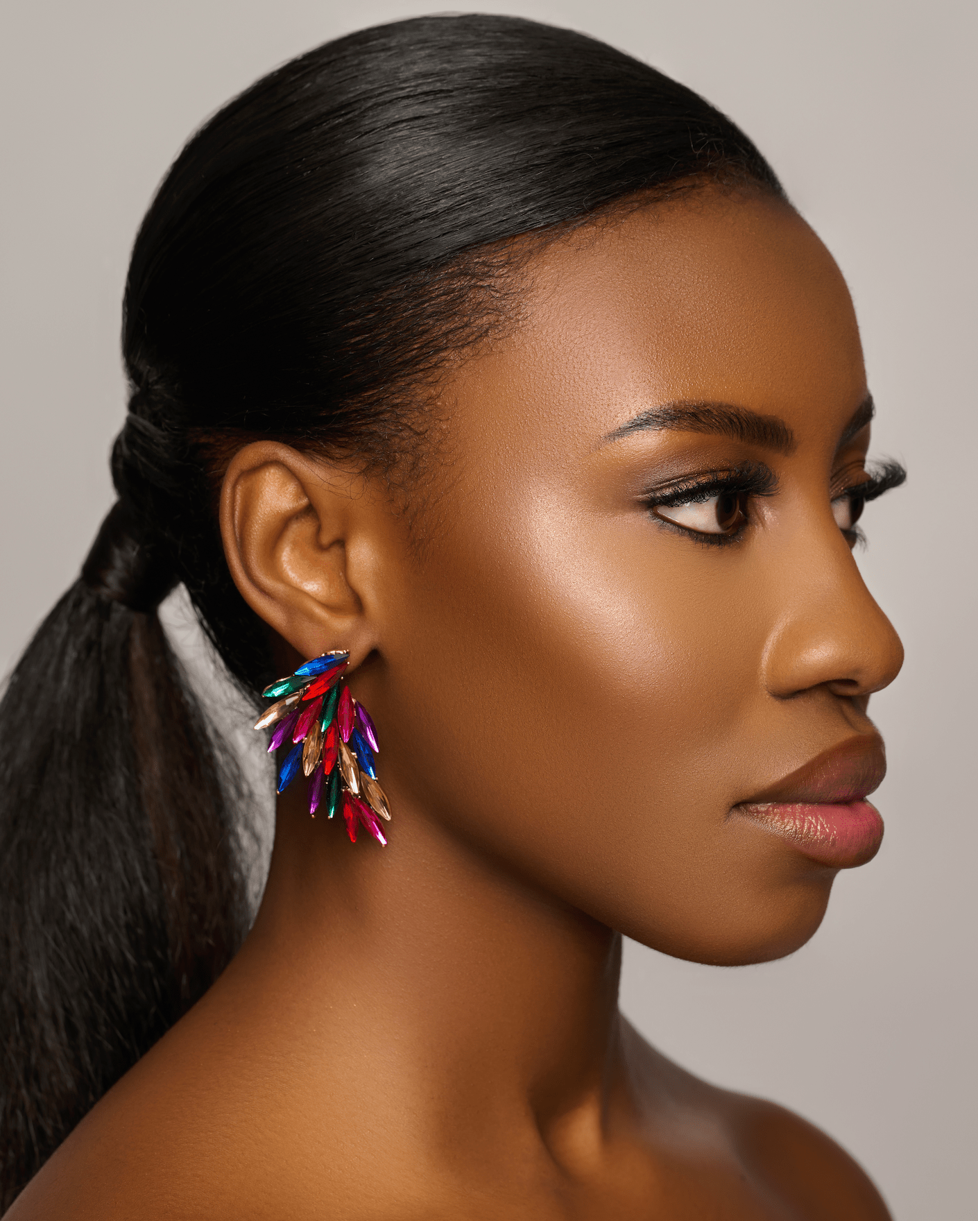 Multicolour Rhinestones Crystal Statement Stud Earrings - Fatisha Boutique