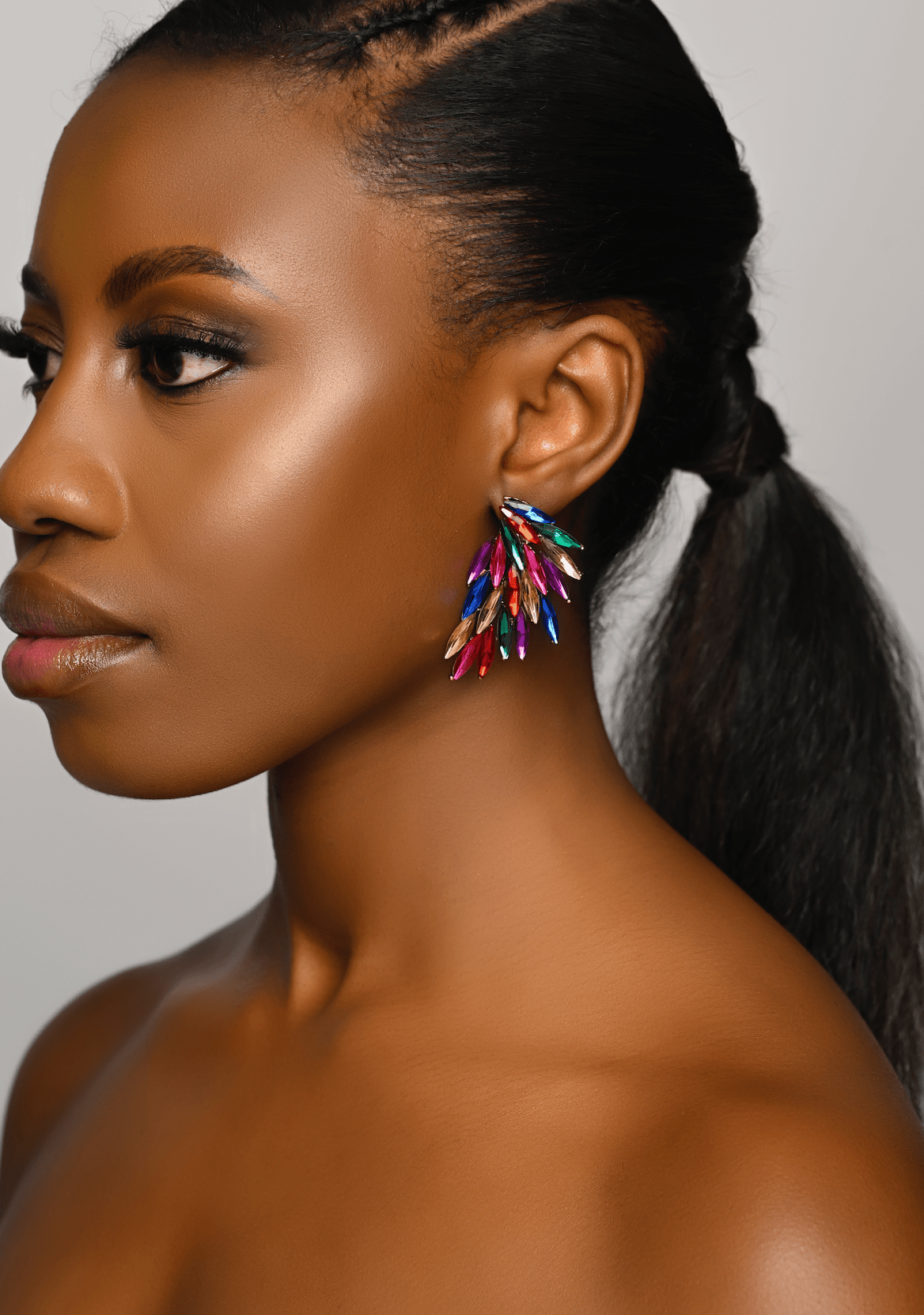 Multicolour Rhinestones Crystal Statement Stud Earrings - Fatisha Boutique