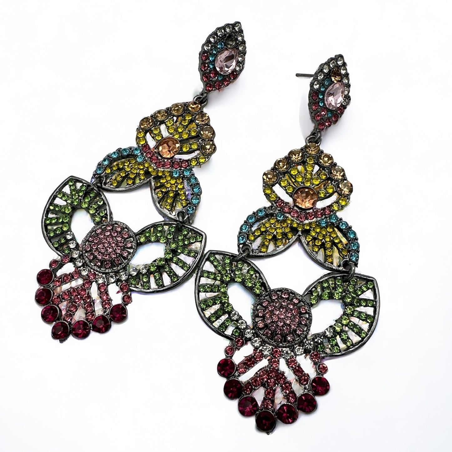 Multicolour Rhinestones Crystal Teardrop Stud Earrings - Fatisha Boutique