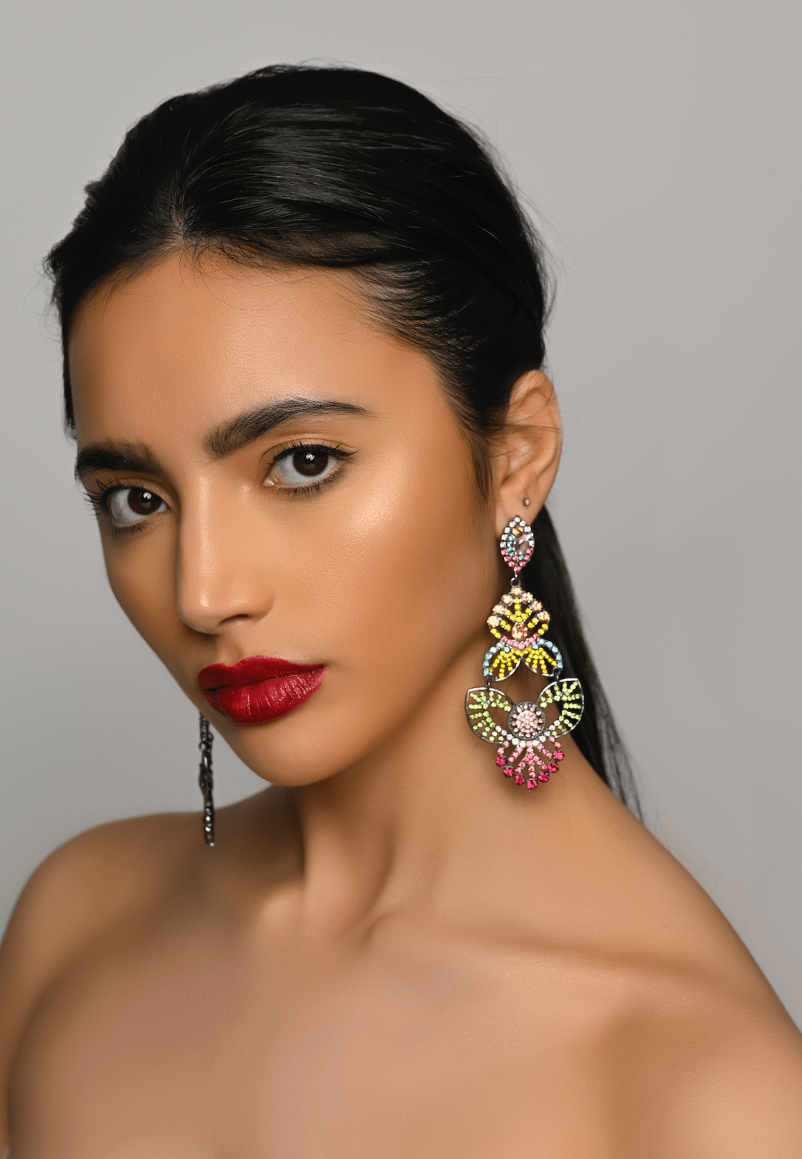 Multicolour Rhinestones Crystal Teardrop Stud Earrings - Fatisha Boutique
