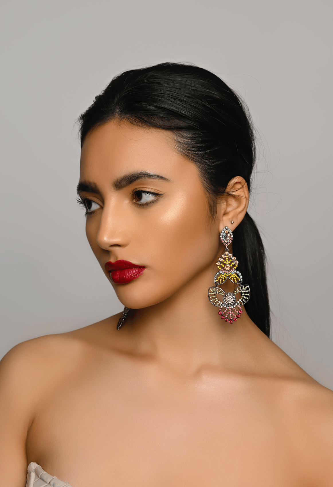 Multicolour Rhinestones Crystal Teardrop Stud Earrings - Fatisha Boutique