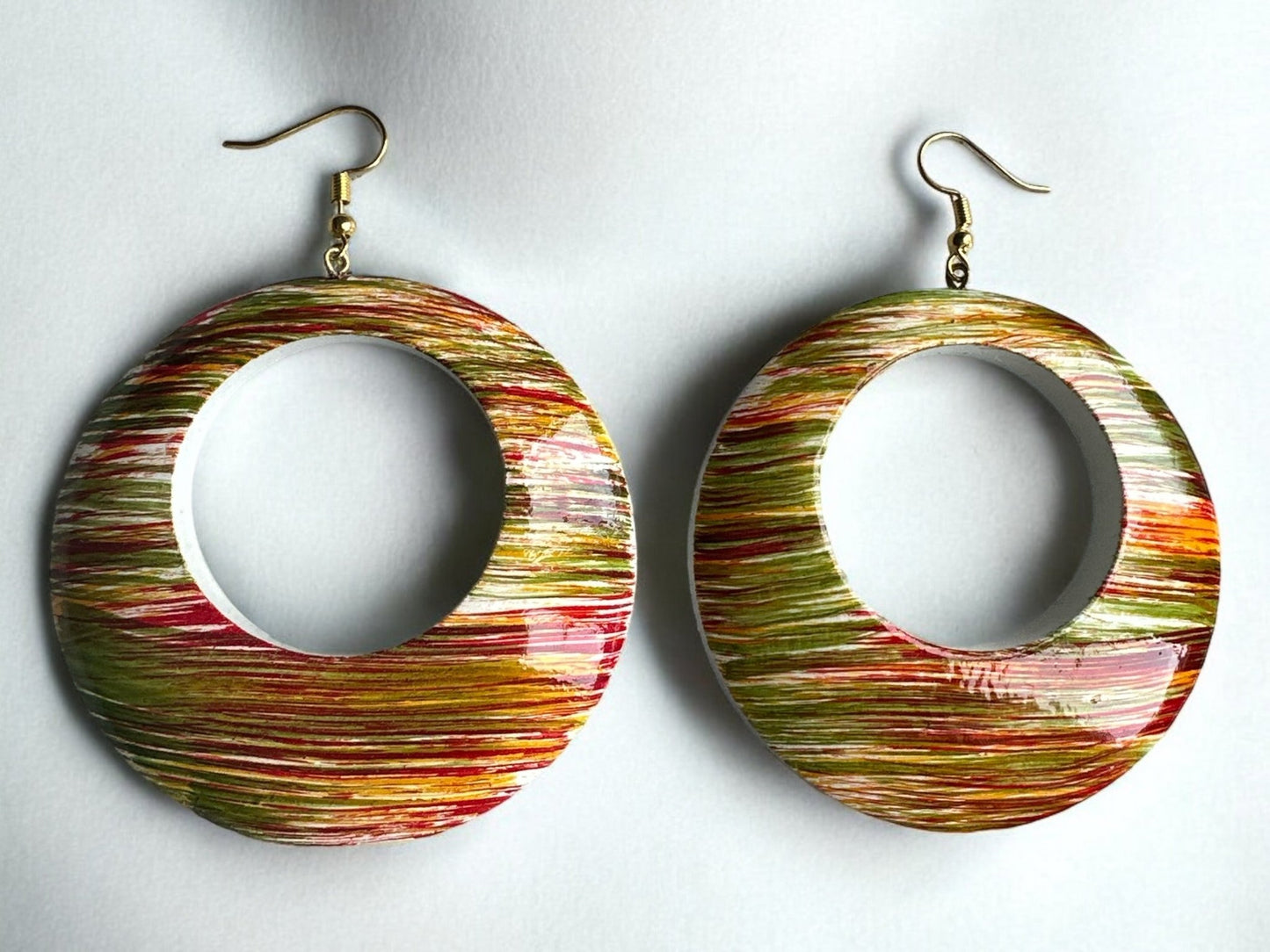Multicolours Wooden Dangle Ethnic Earrings - Fatisha Boutique