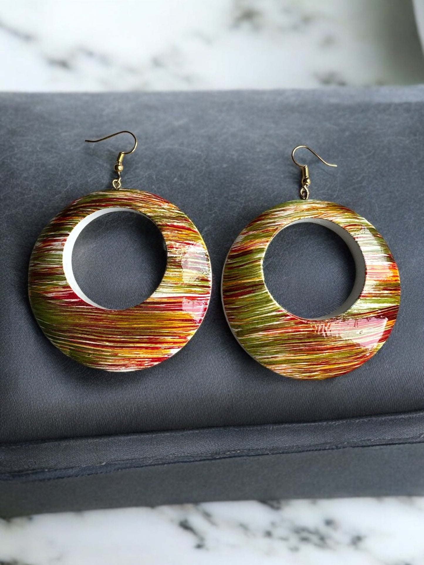 Multicolours Wooden Dangle Ethnic Earrings - Fatisha Boutique