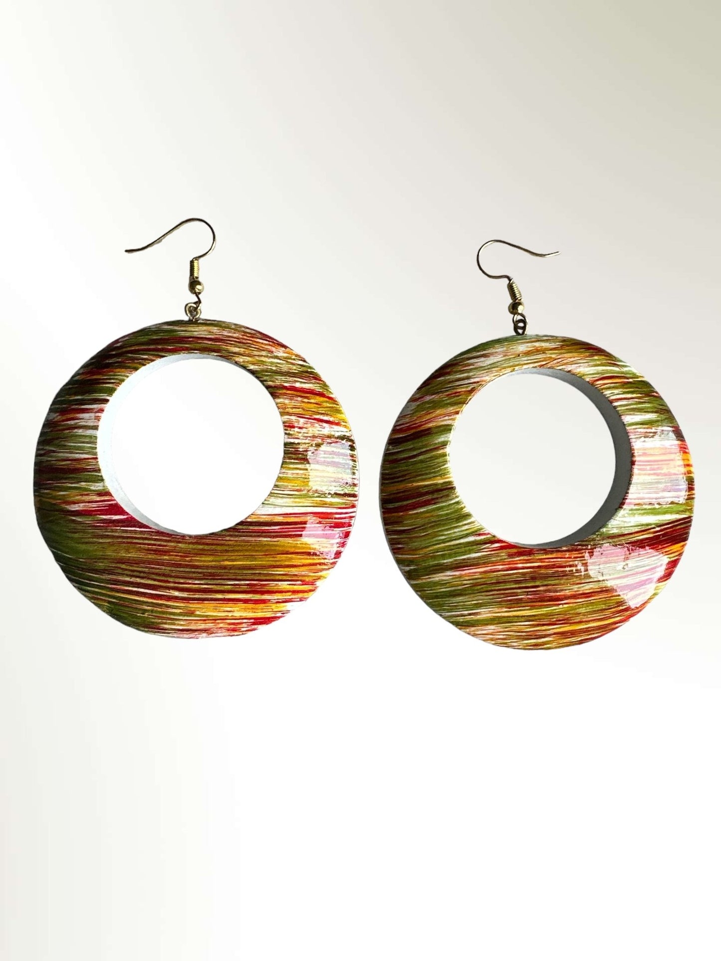 Multicolours Wooden Dangle Ethnic Earrings - Fatisha Boutique