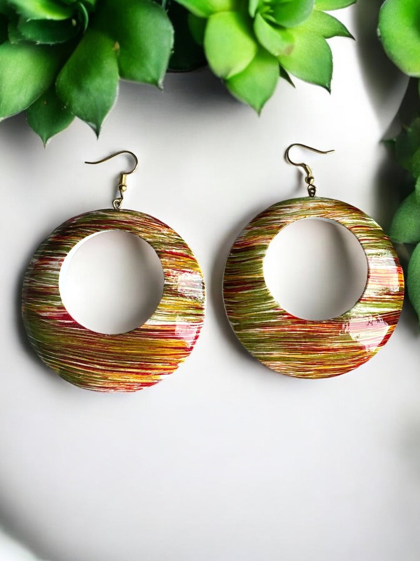 Multicolours Wooden Dangle Ethnic Earrings - Fatisha Boutique