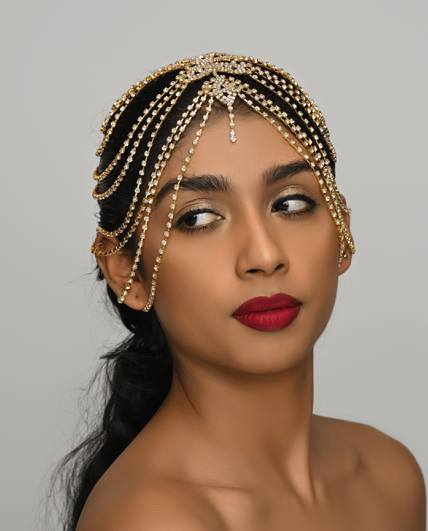 Multilayered Diamante Rhinestone Tassels Statement Bridal Hair Accessories - Fatisha Boutique