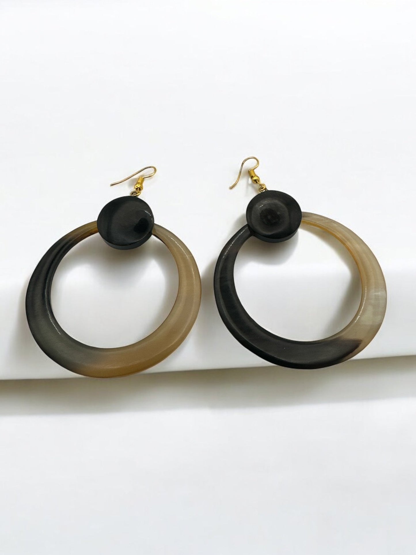 Natural Buffalo Horn Dangle Earrings - Organic, Handmade Statement Earrings for Women - Boho Chic Jewellery - Fatisha Boutique