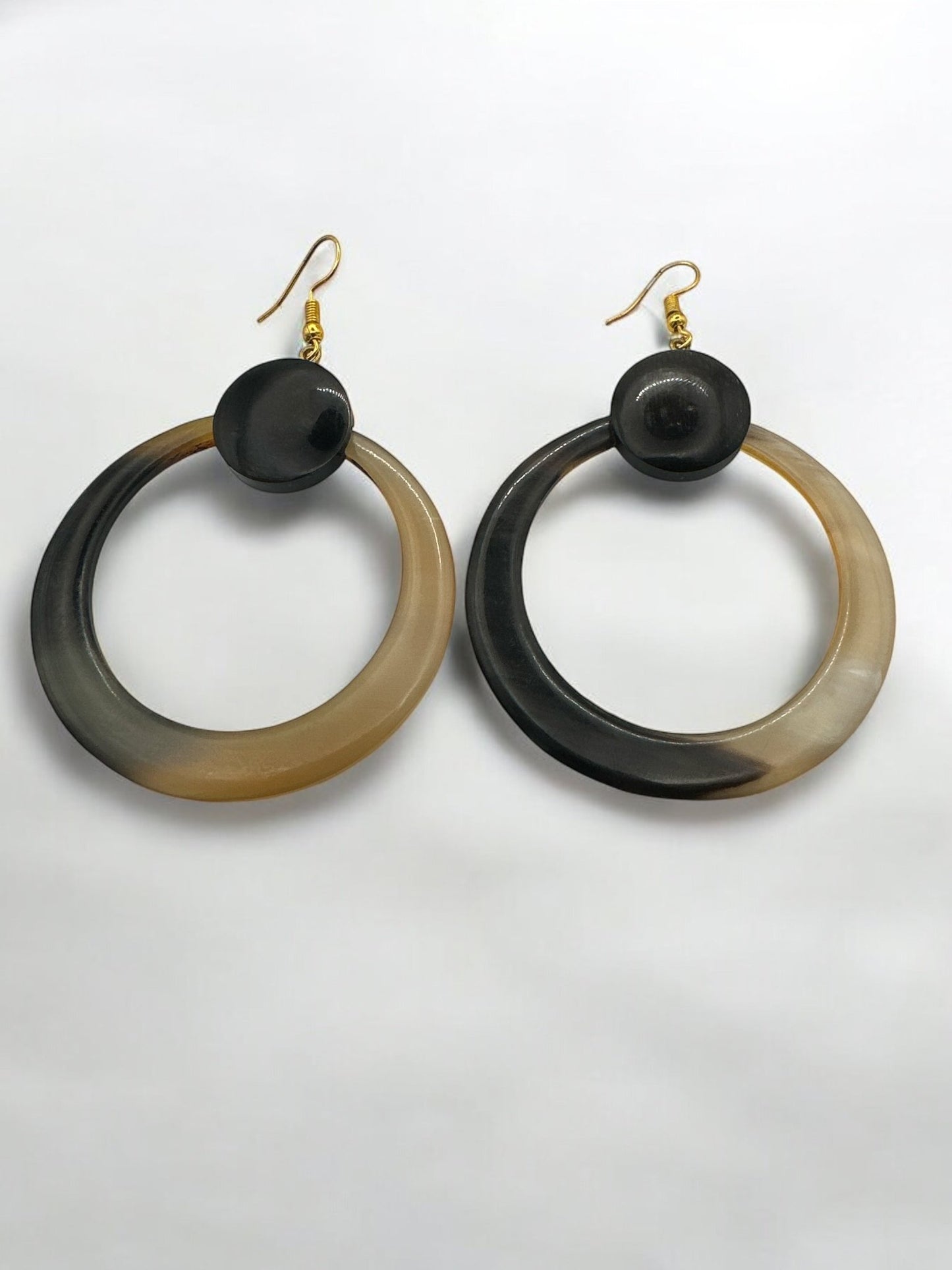 Natural Buffalo Horn Dangle Earrings - Organic, Handmade Statement Earrings for Women - Boho Chic Jewellery - Fatisha Boutique