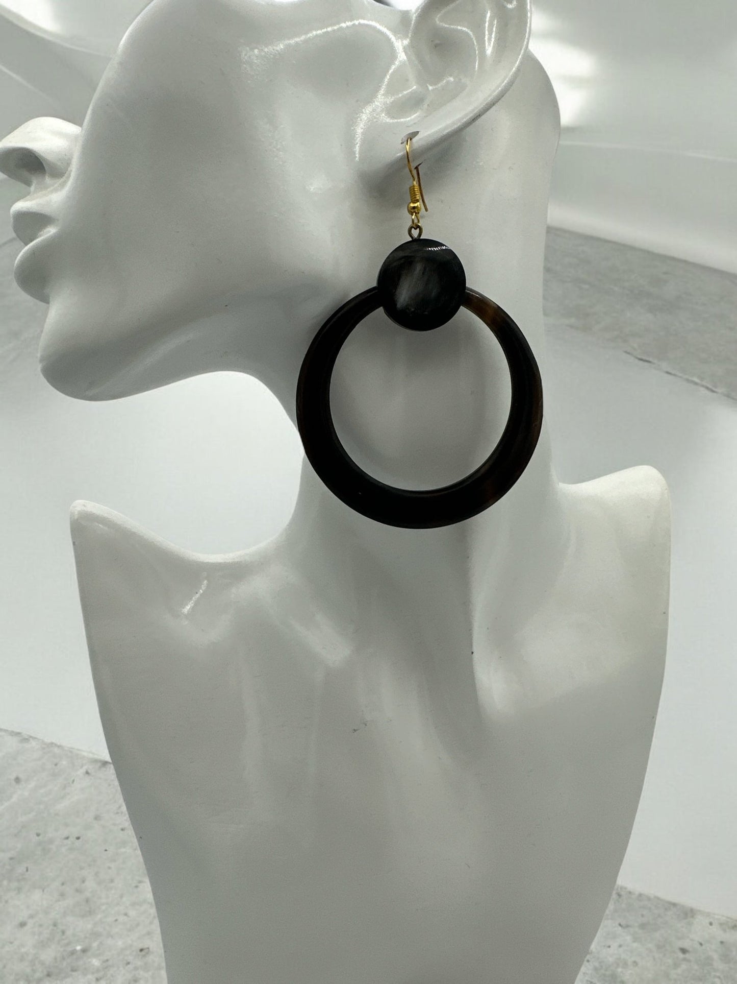 Natural Buffalo Horn Dangle Earrings - Organic, Handmade Statement Earrings for Women - Boho Chic Jewellery - Fatisha Boutique