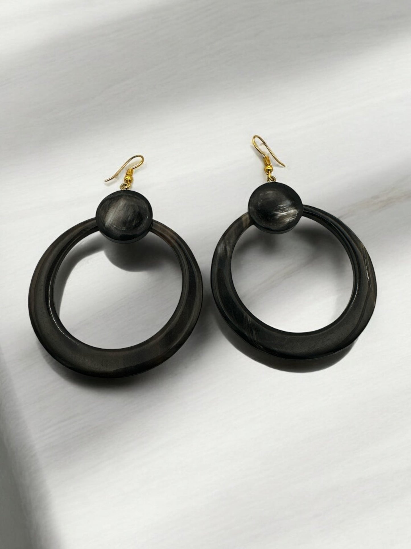 Natural Buffalo Horn Dangle Earrings - Organic, Handmade Statement Earrings for Women - Boho Chic Jewellery - Fatisha Boutique