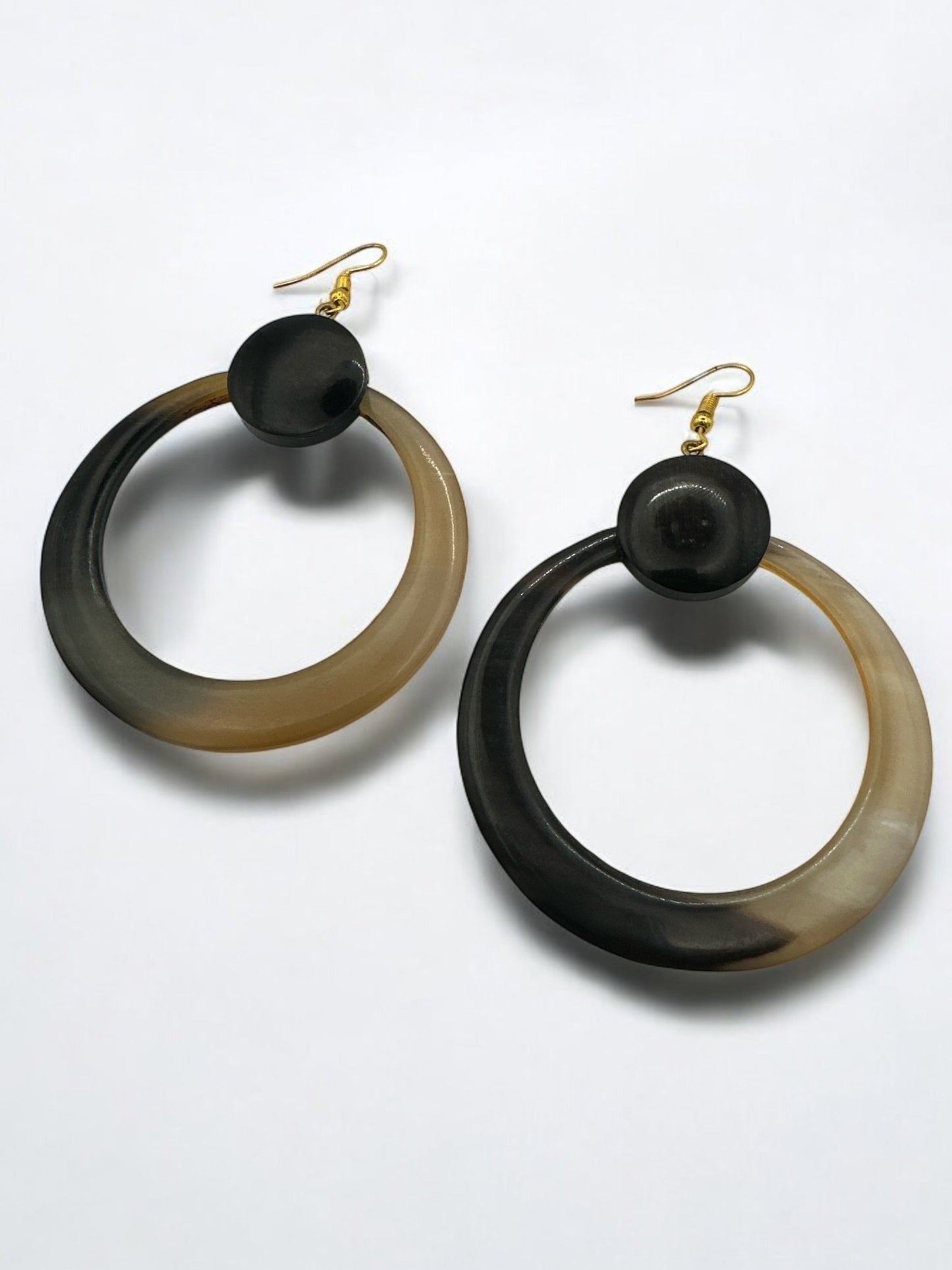 Natural Buffalo Horn Dangle Earrings - Organic, Handmade Statement Earrings for Women - Boho Chic Jewellery - Fatisha Boutique