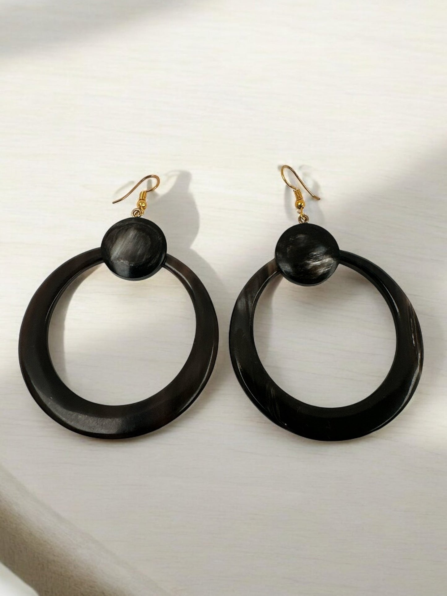 Natural Buffalo Horn Dangle Earrings - Organic, Handmade Statement Earrings for Women - Boho Chic Jewellery - Fatisha Boutique