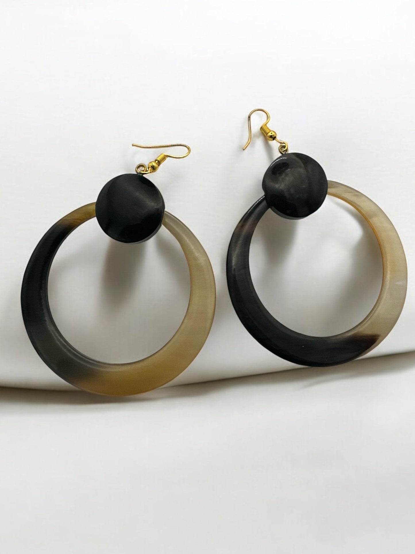 Natural Buffalo Horn Dangle Earrings - Organic, Handmade Statement Earrings for Women - Boho Chic Jewellery - Fatisha Boutique