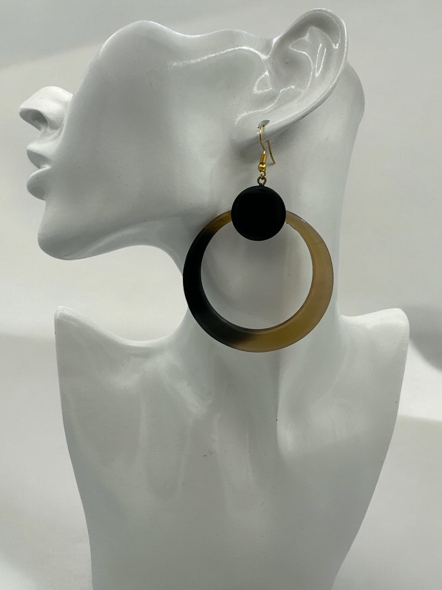 Natural Buffalo Horn Dangle Earrings - Organic, Handmade Statement Earrings for Women - Boho Chic Jewellery - Fatisha Boutique
