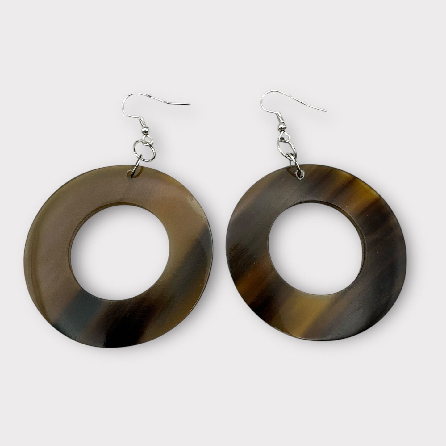 Natural Buffalo Horn Round Dangle Earrings – Handmade Ethnic Boho Jewellery - Fatisha Boutique