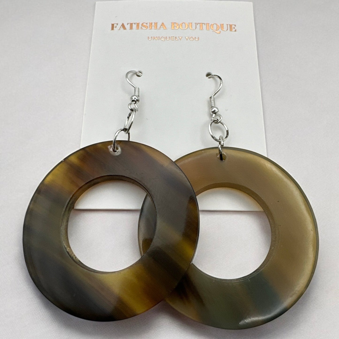 Natural Buffalo Horn Round Dangle Earrings – Handmade Ethnic Boho Jewellery - Fatisha Boutique
