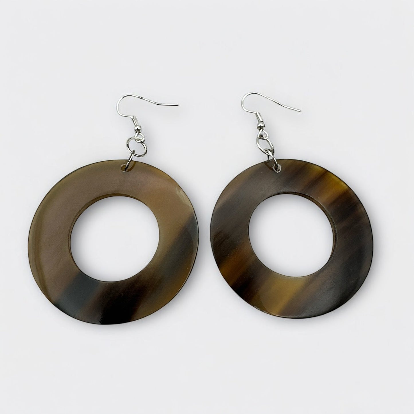Natural Buffalo Horn Round Dangle Earrings – Handmade Ethnic Boho Jewellery - Fatisha Boutique