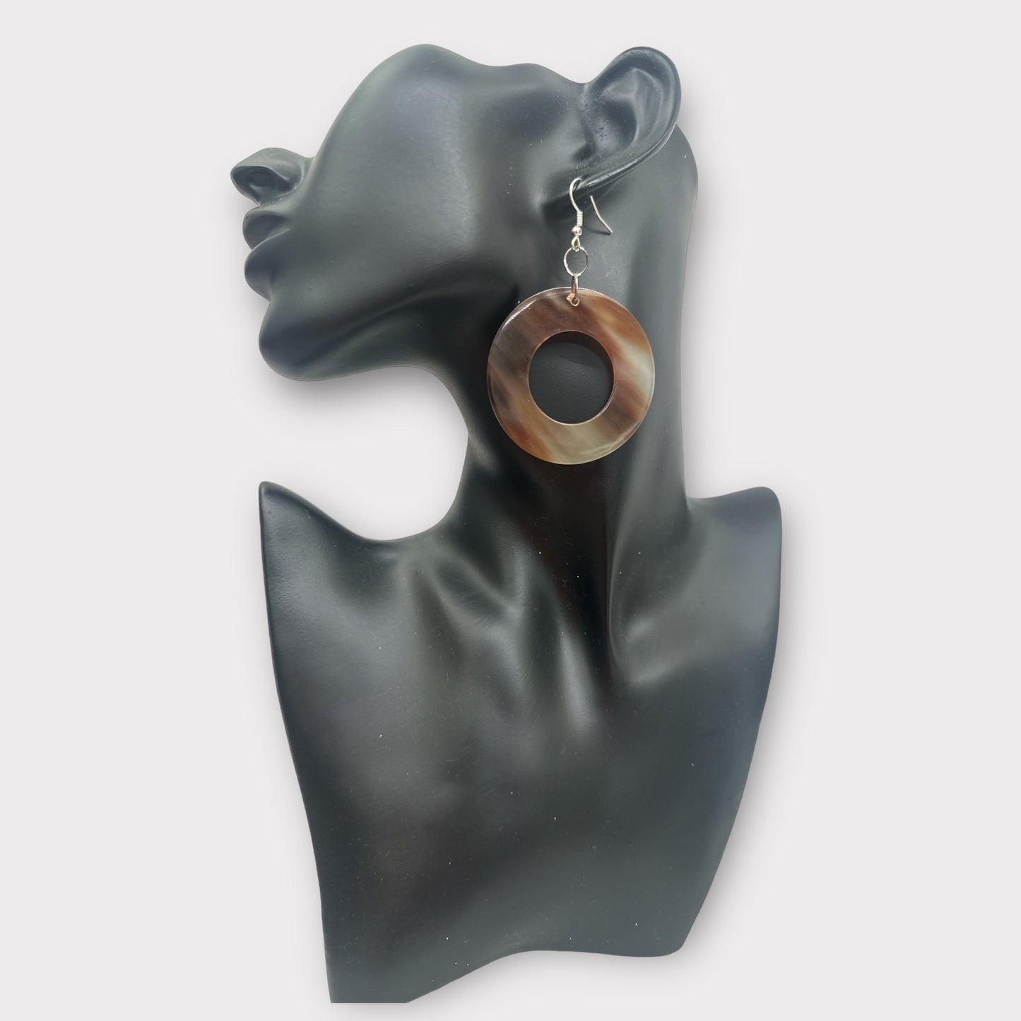 Natural Buffalo Horn Round Ethnic Dangle Earrings - Fatisha Boutique