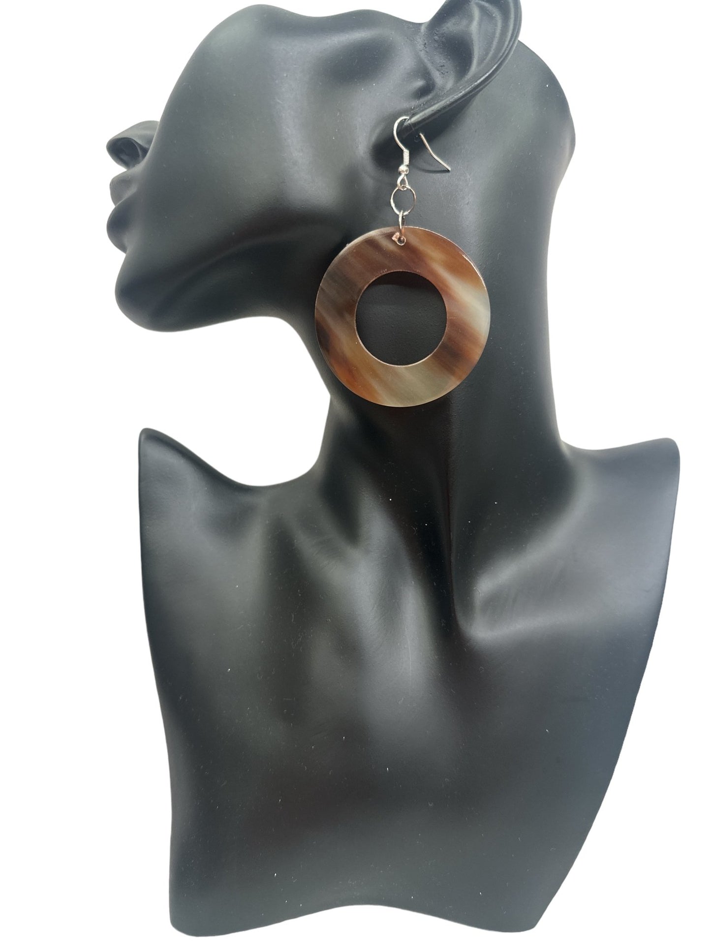 Natural Buffalo Horn Round Ethnic Dangle Earrings - Fatisha Boutique