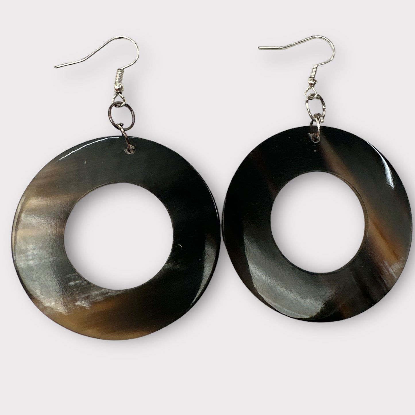 Natural Buffalo Horn Round Ethnic Dangle Earrings - Fatisha Boutique