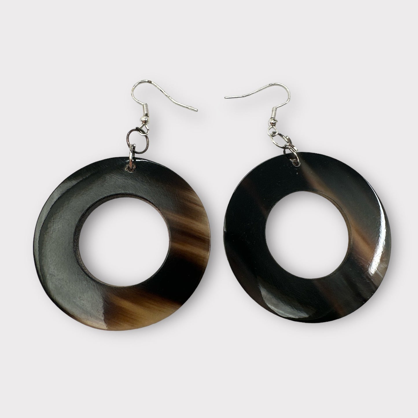 Natural Buffalo Horn Round Ethnic Dangle Earrings - Fatisha Boutique